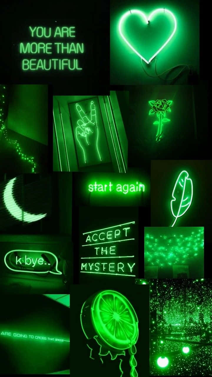Betowerende Neon Groen Estetiese Agtergrond Muurpapier
