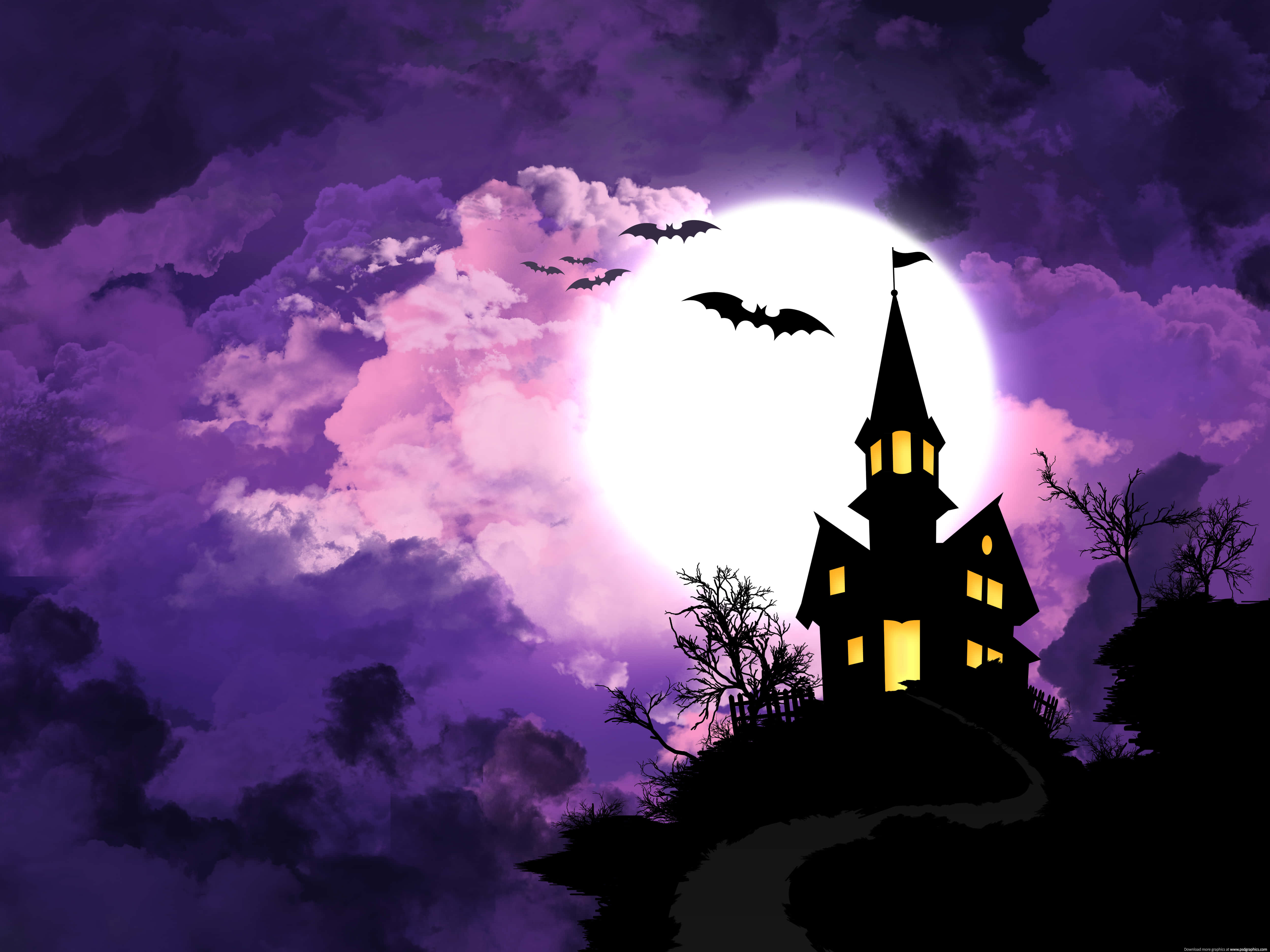 Betowerende Pers Halloween Atmosfeer Muurpapier