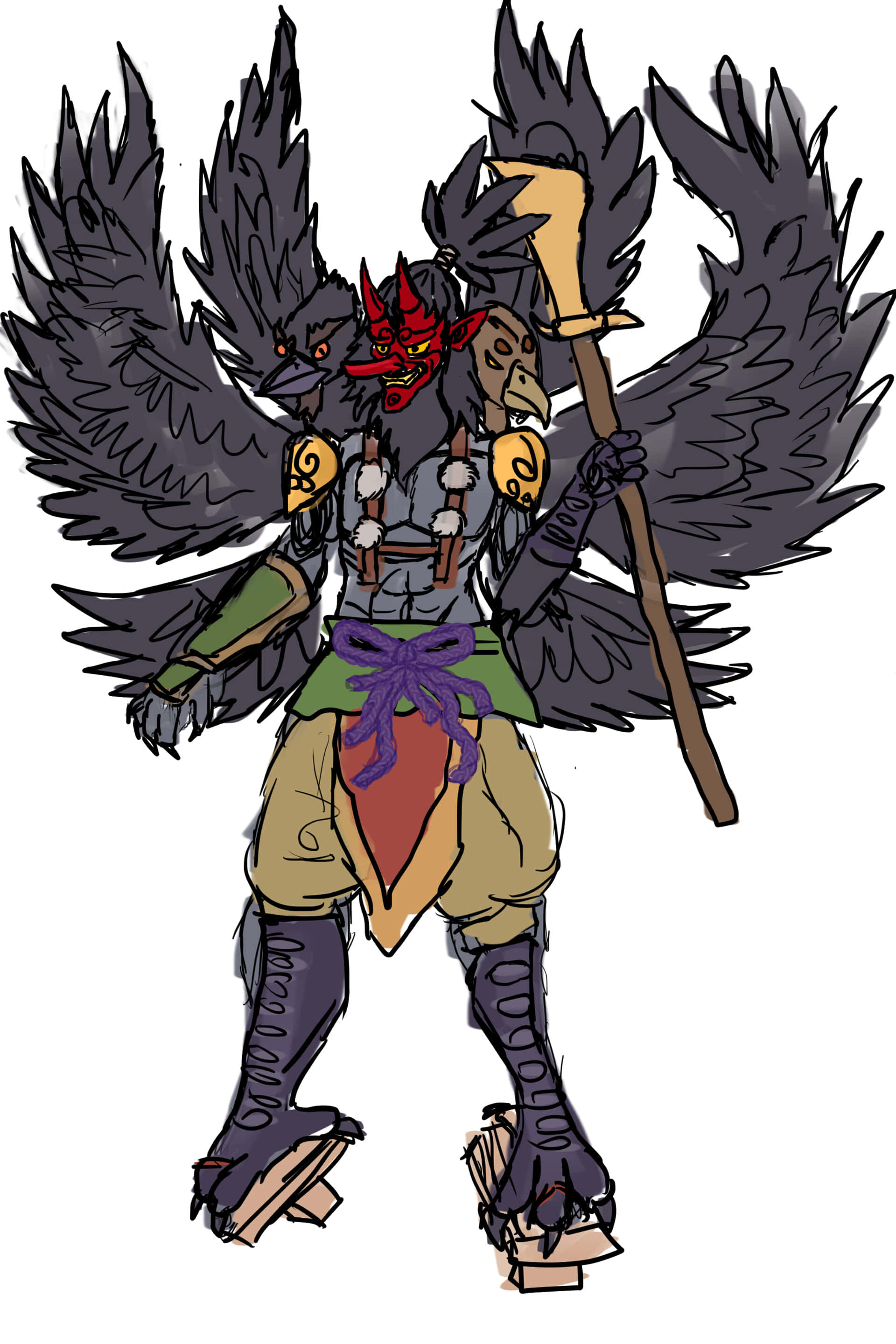 Betowerende Tengu-kunswerk Muurpapier