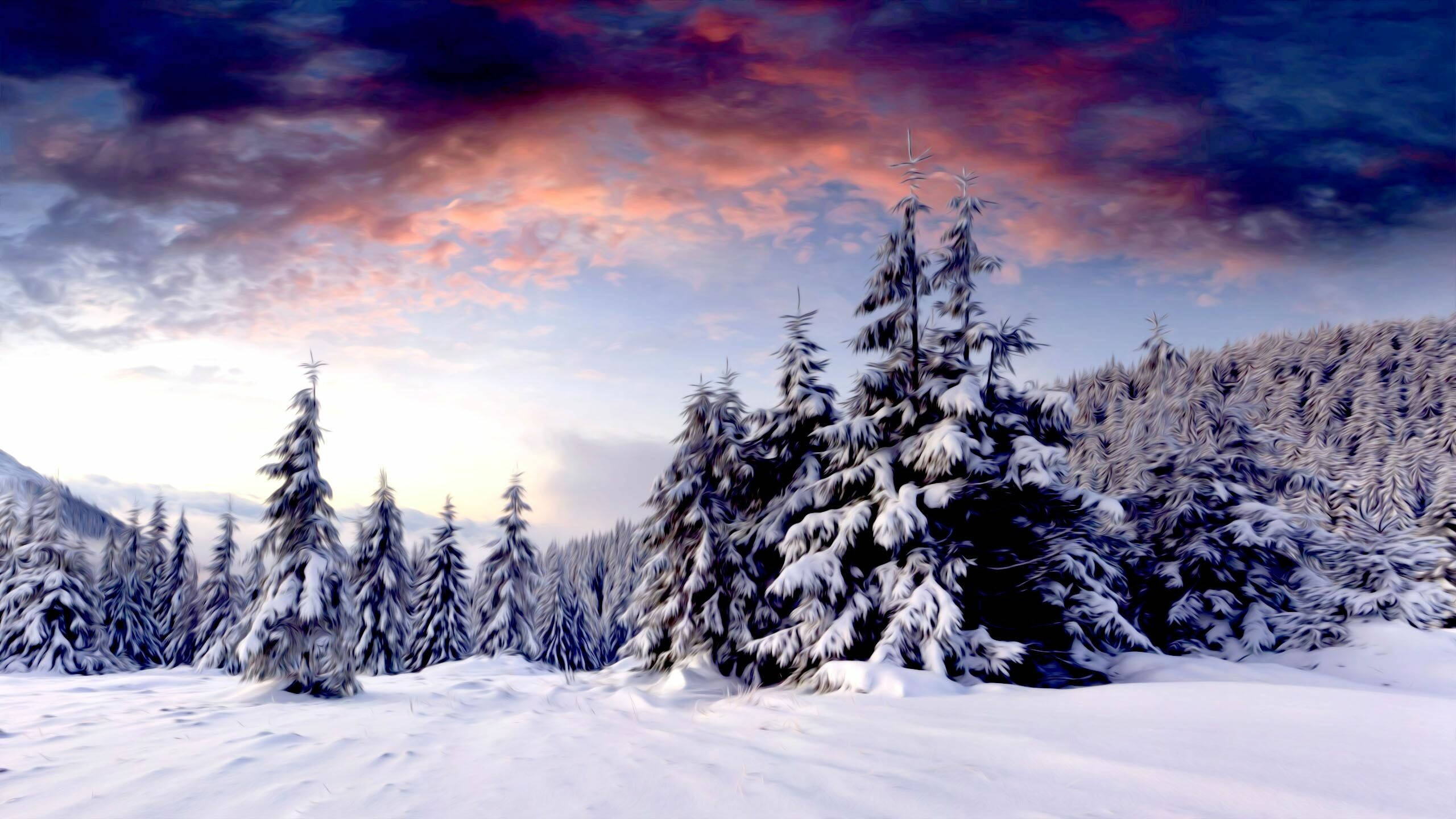 Betowerende Winter Wonderland Muurpapier