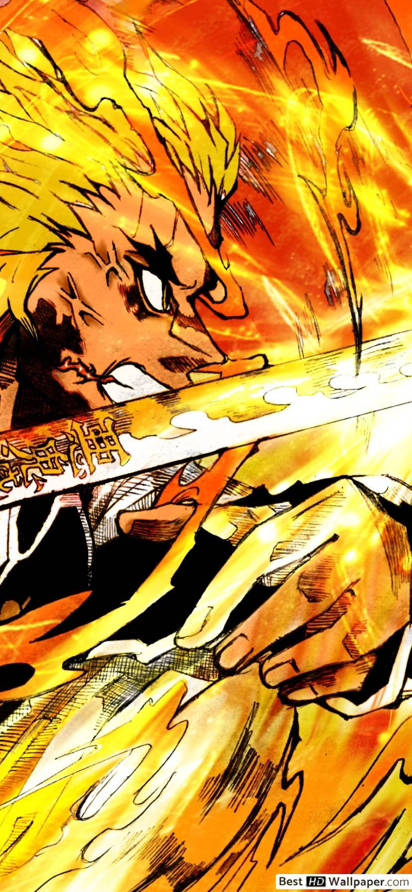 Betree die Vlam van Rengoku Muurpapier