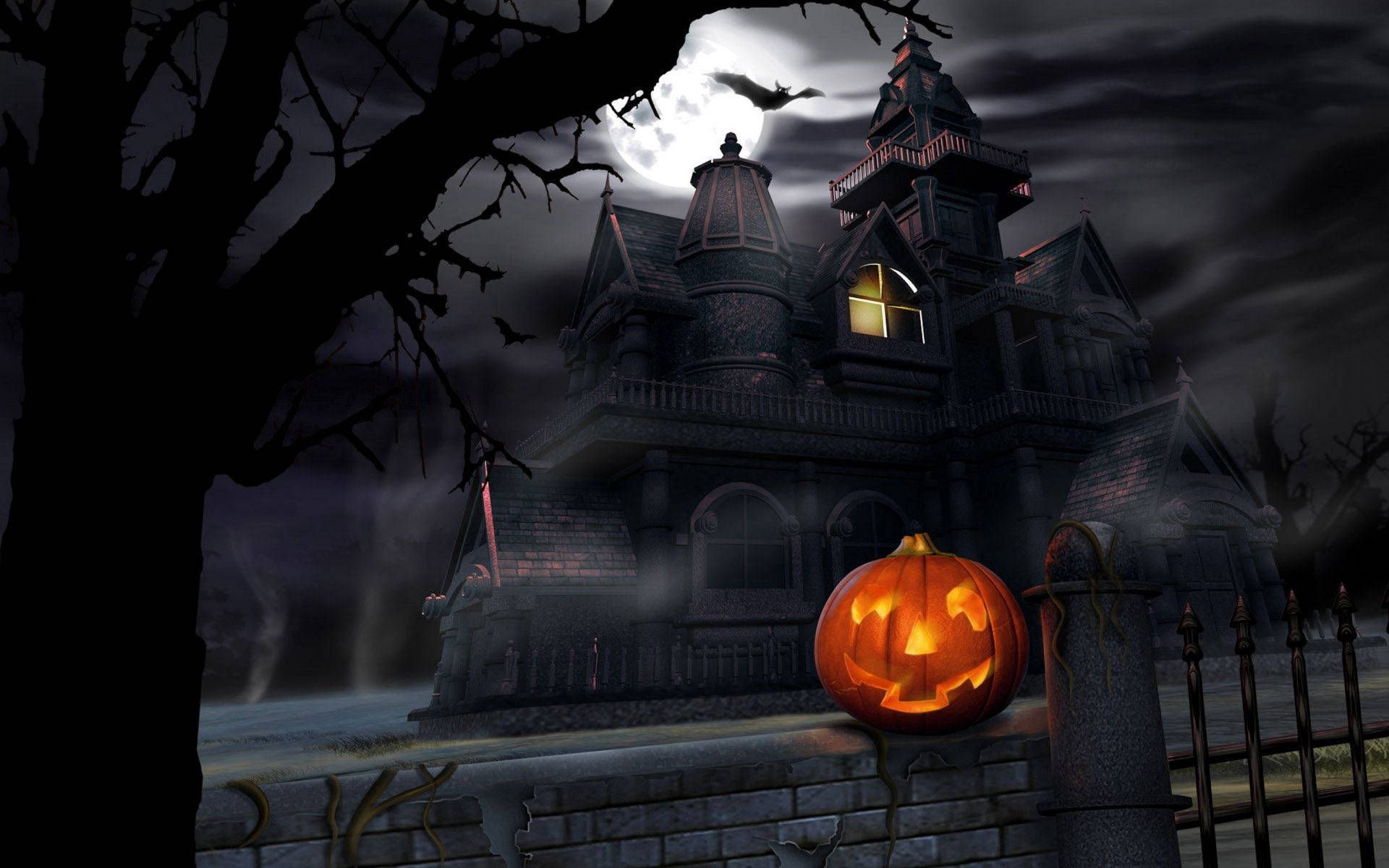 Betree 'n grusame spookhuis hierdie halloween Muurpapier
