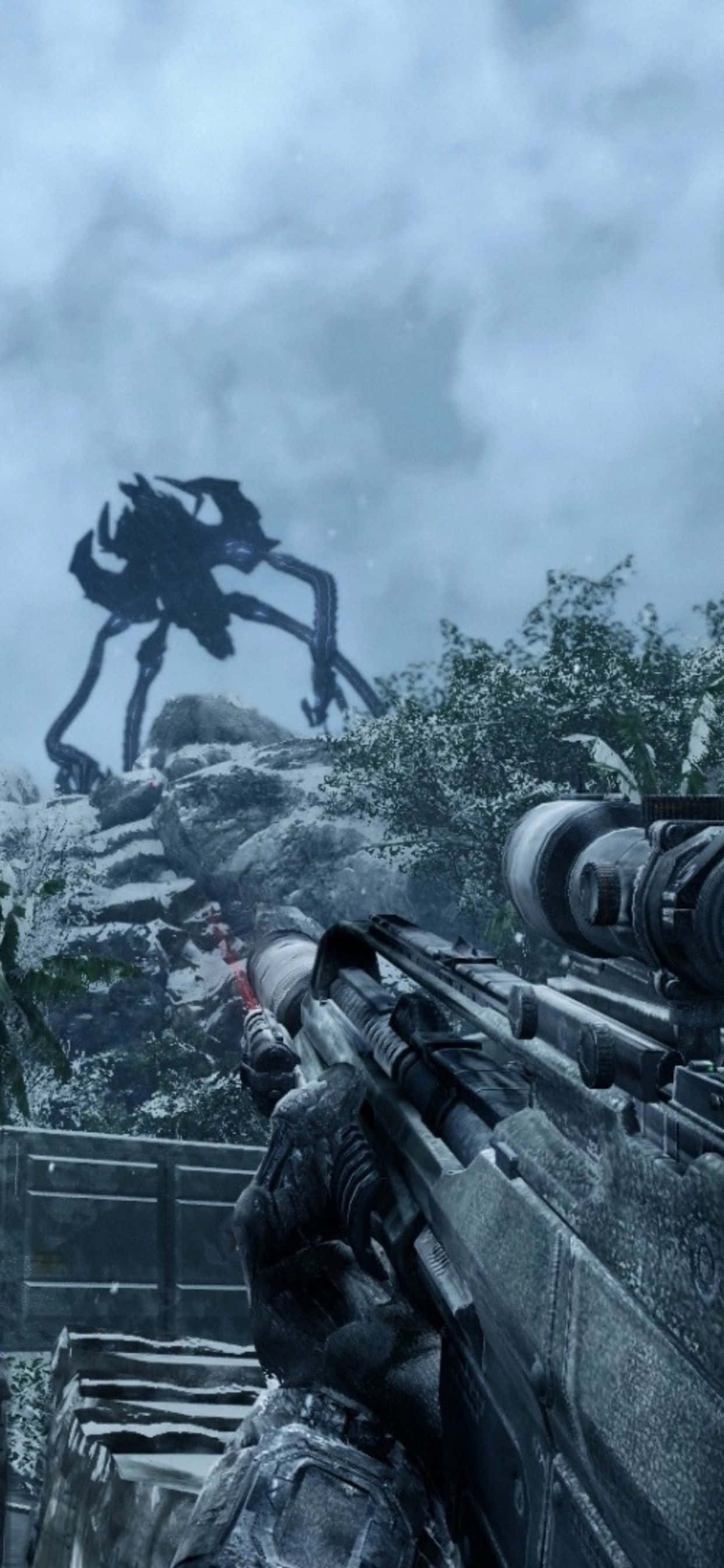 "Beveel die slagveld met legendariese krag en visuele op die iPhone Xs Max Crysis Warhead." Muurpapier