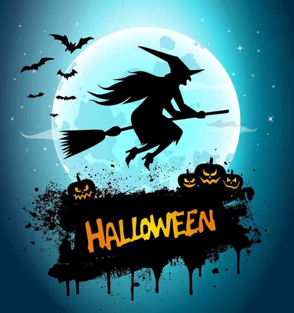 Bevries van vrees, hierdie tekenpampoen bewe op 'n Halloween-aand Muurpapier