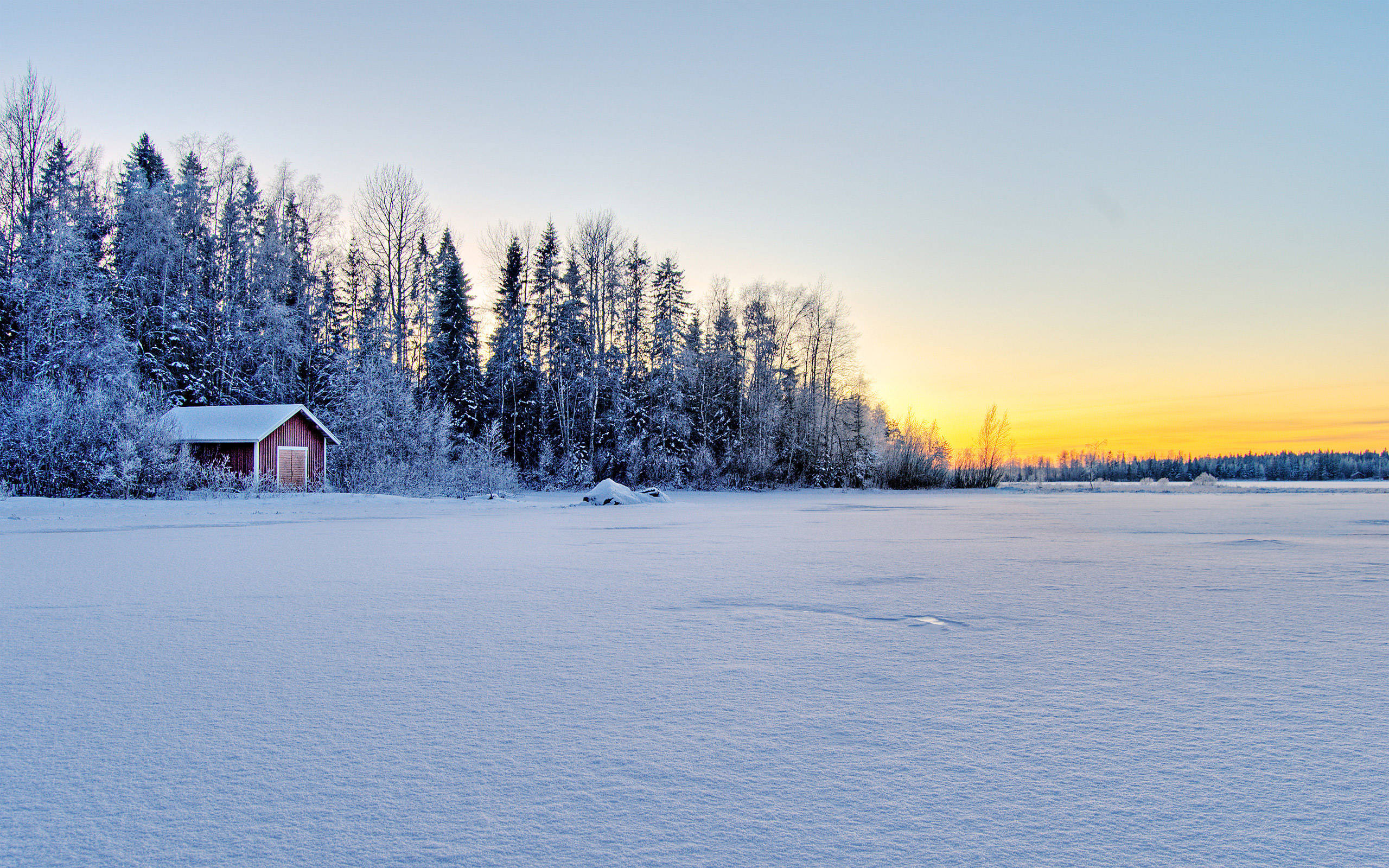 Bevrore Meer In Koue Winter Muurpapier