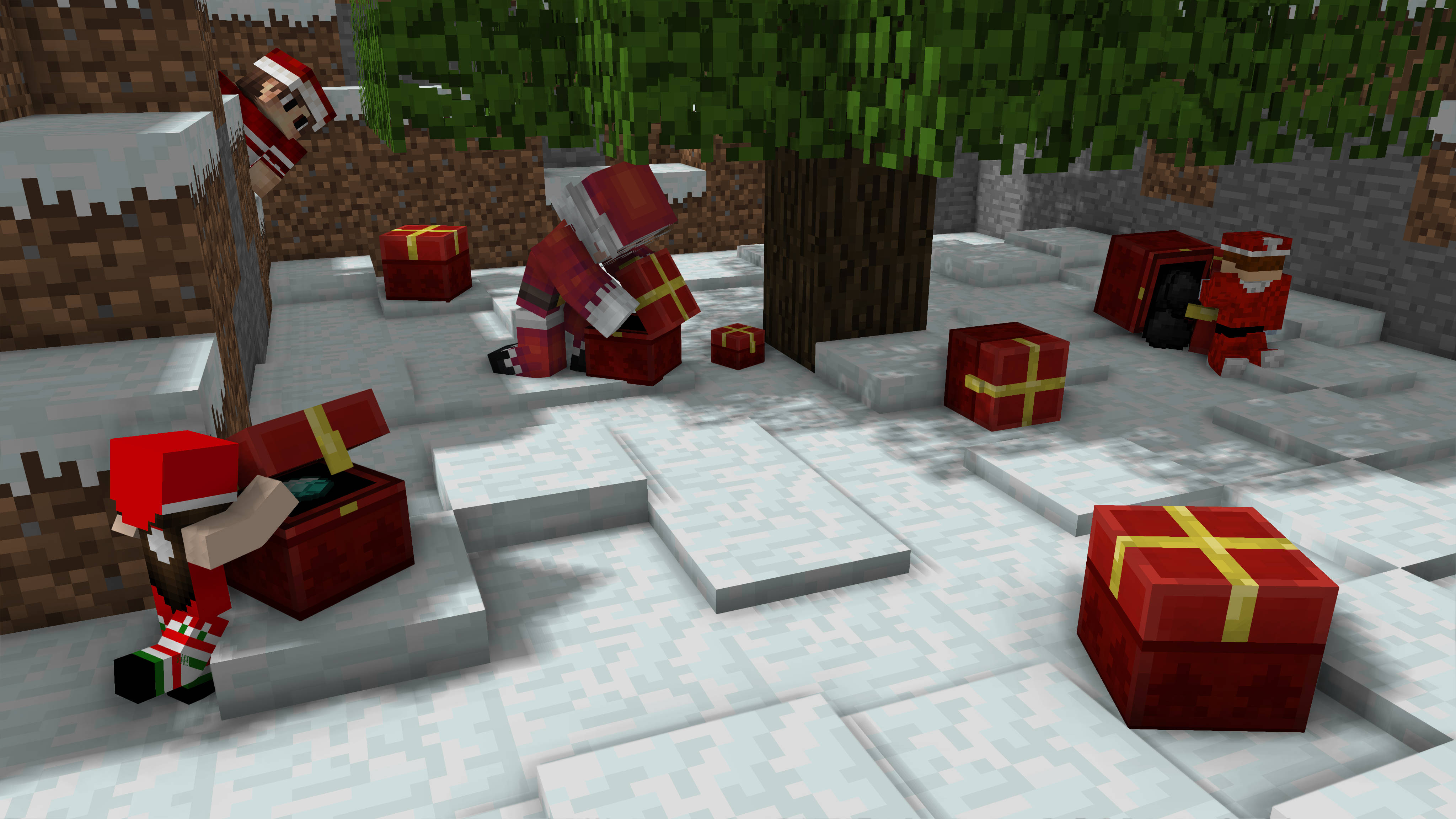 Bewegende Minecraft Geseënde Kersfees Muurpapier