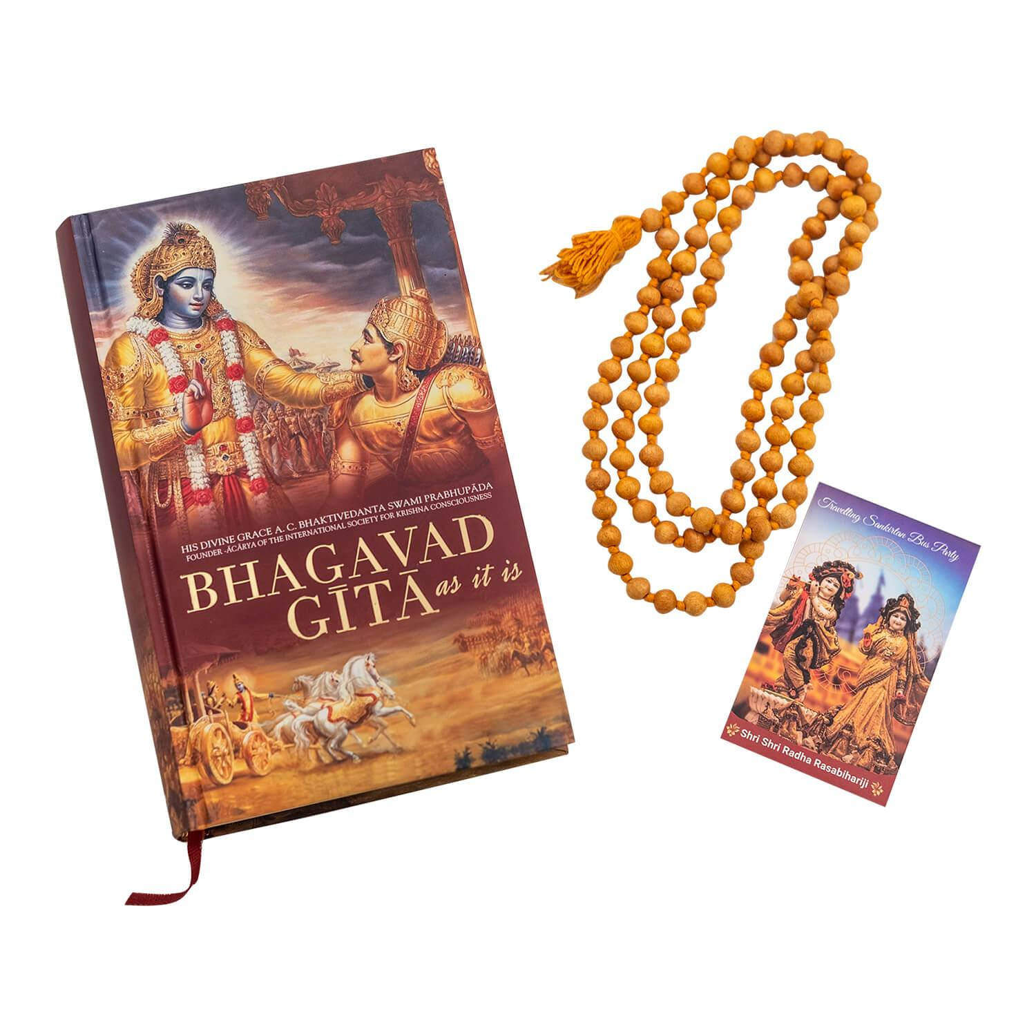 Bhagavad Gita en Gele Japa Mala Krale Muurpapier