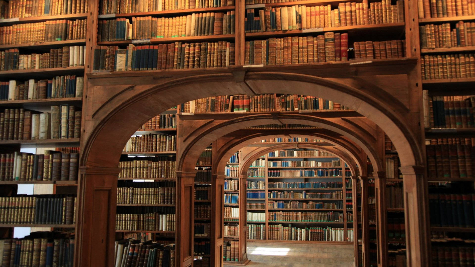 Biblioteek Booggewelf Donker Akademie Lessenaar — Donker akademie Muurpapier