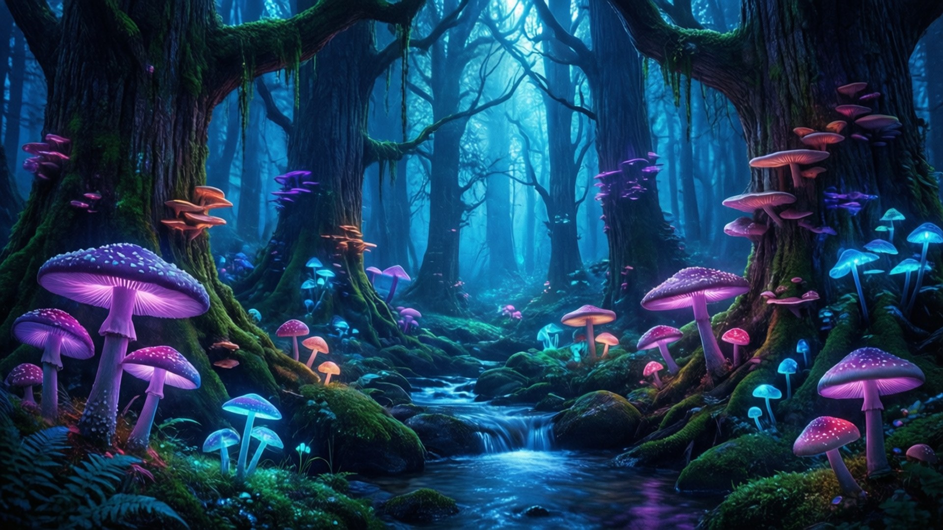 Bioluminesente Bos Muurpapier
