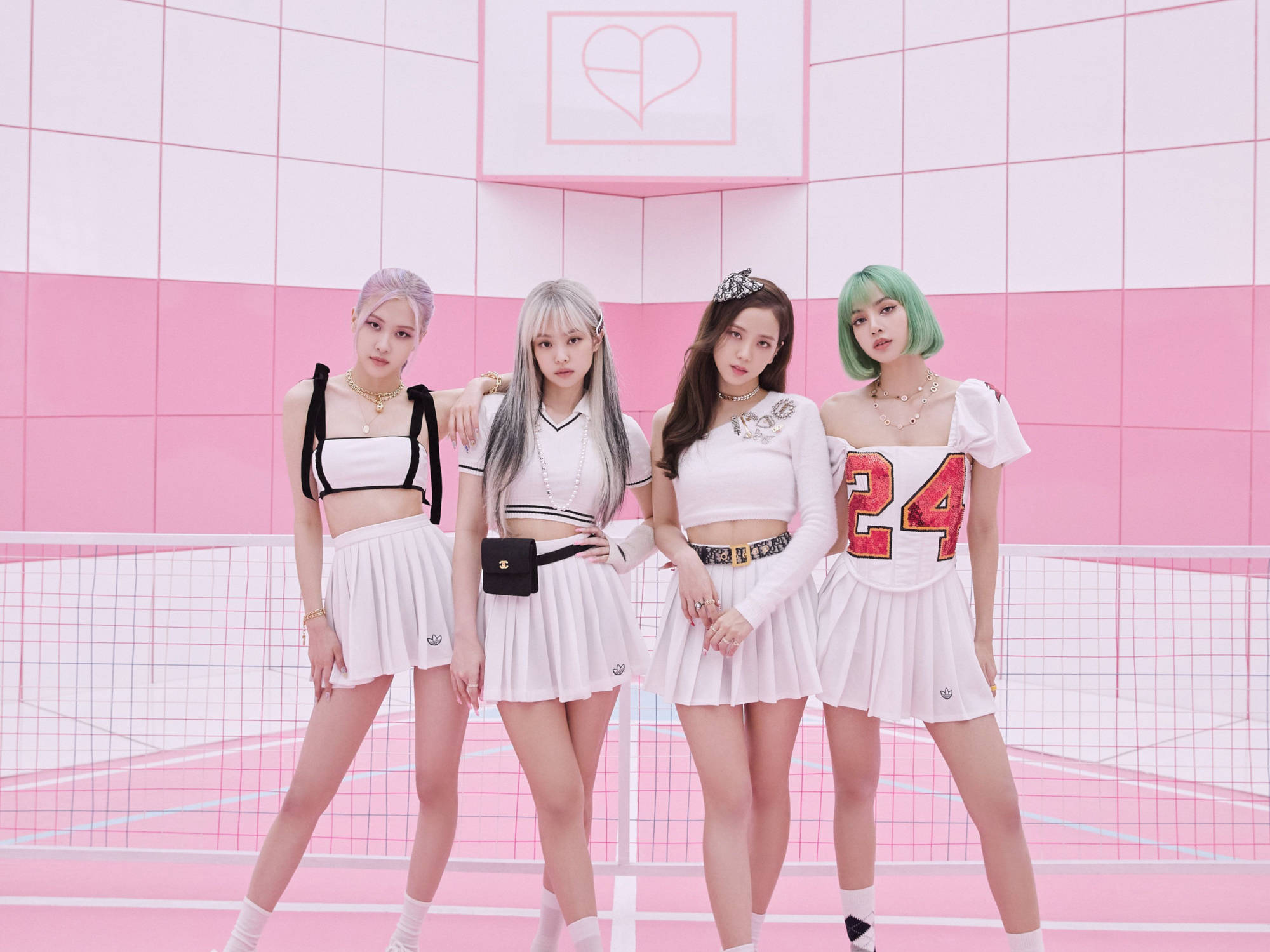Blackpink Lede in Tennisdrag Rekenaar Muurpapier