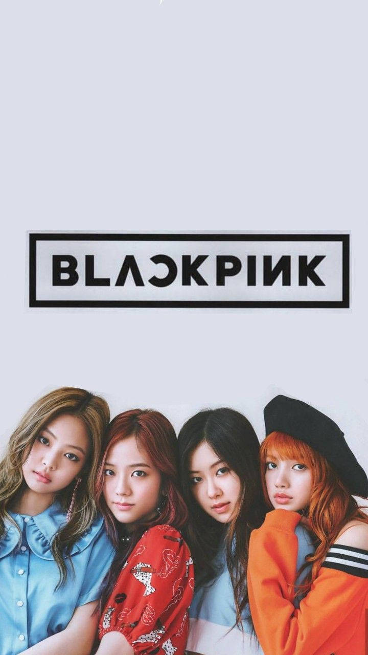 Blackpink agtergrond van lede op wit agtergrond met logo