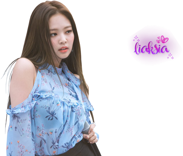 Blackpink-lid Blou Blommetop Muurpapier