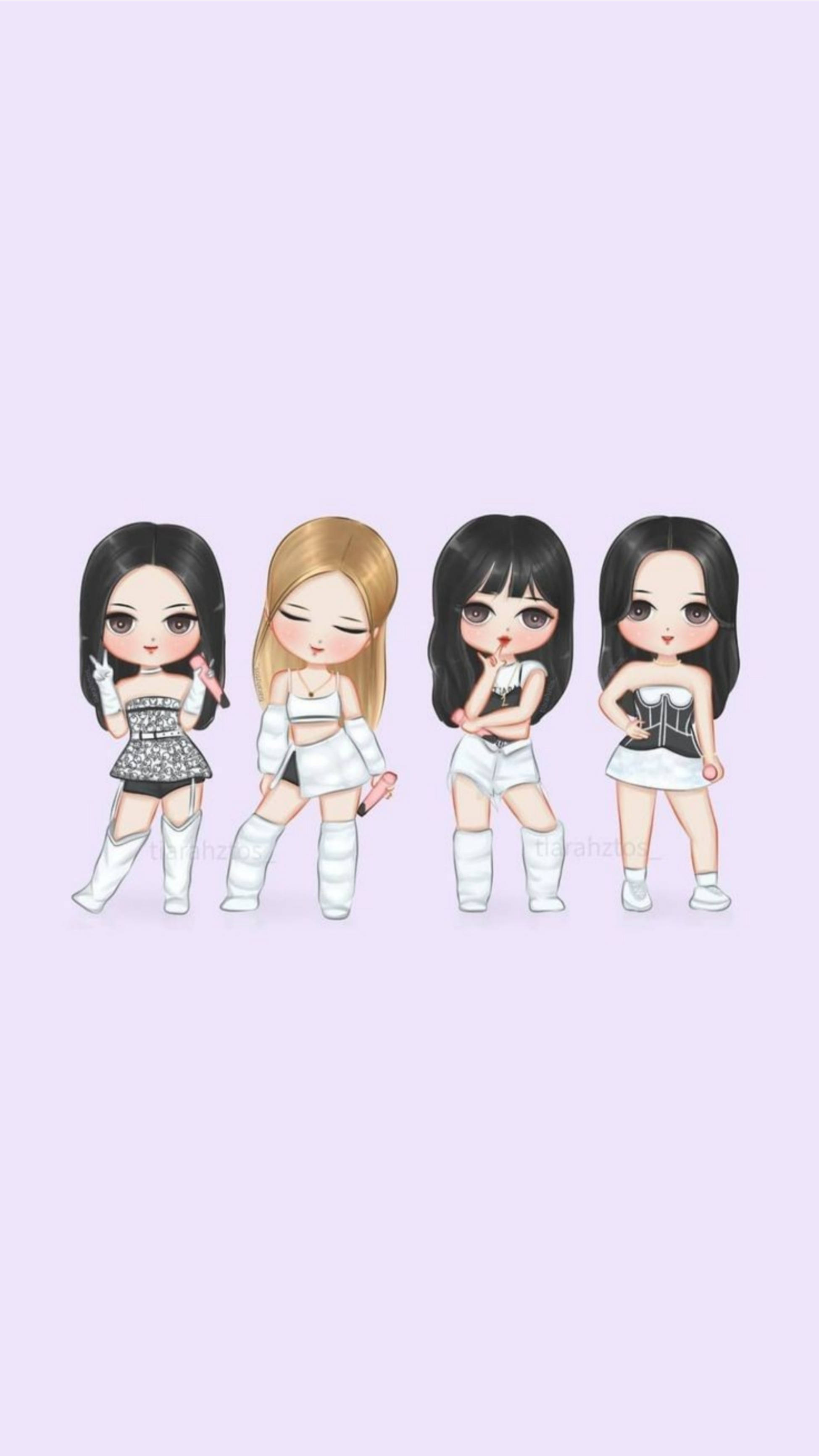 Blackpink Strokiesprent In Wit Klere Muurpapier
