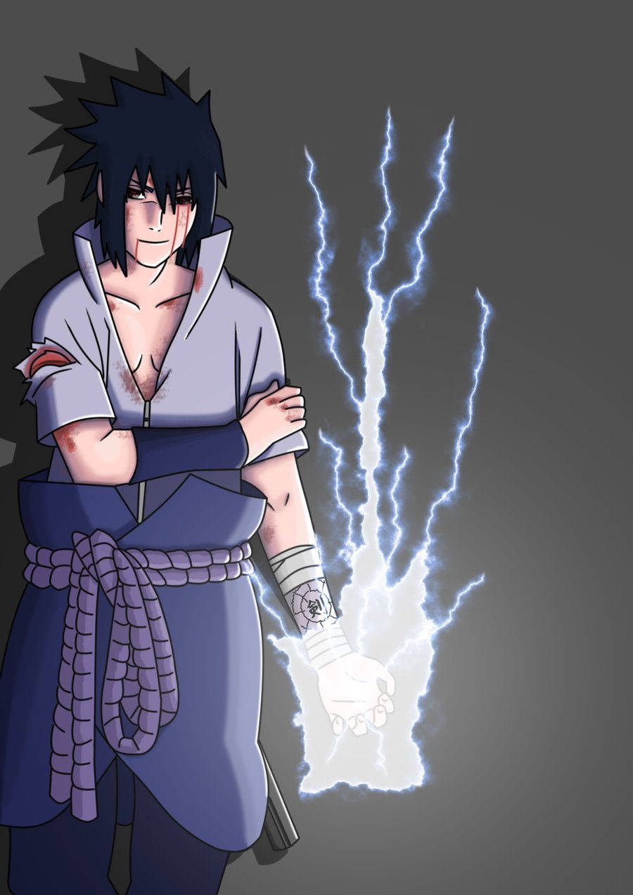 Chidori hand weerlig ninjutsu vrygestel deur Sasuke Uchiha behangpapier.