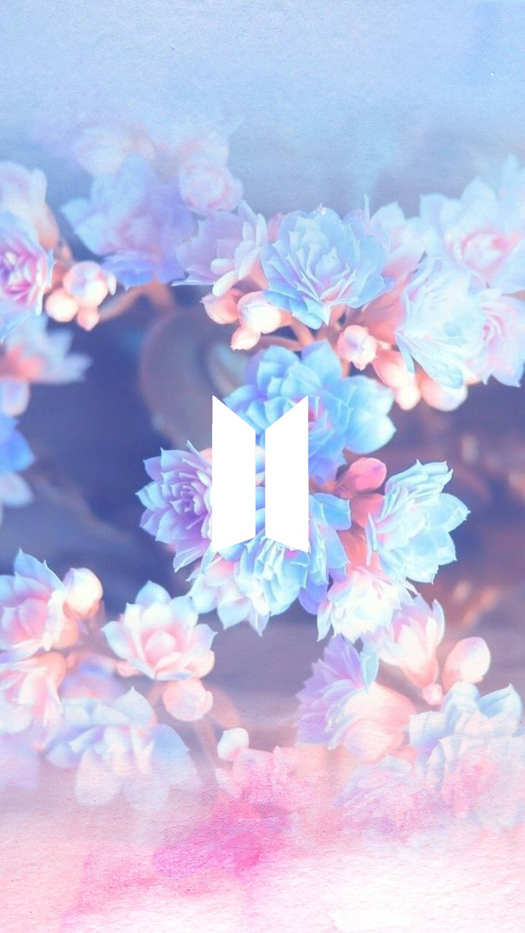 Blommige BTS-logo-agtergrond — Bts-logo GIF Muurpapier