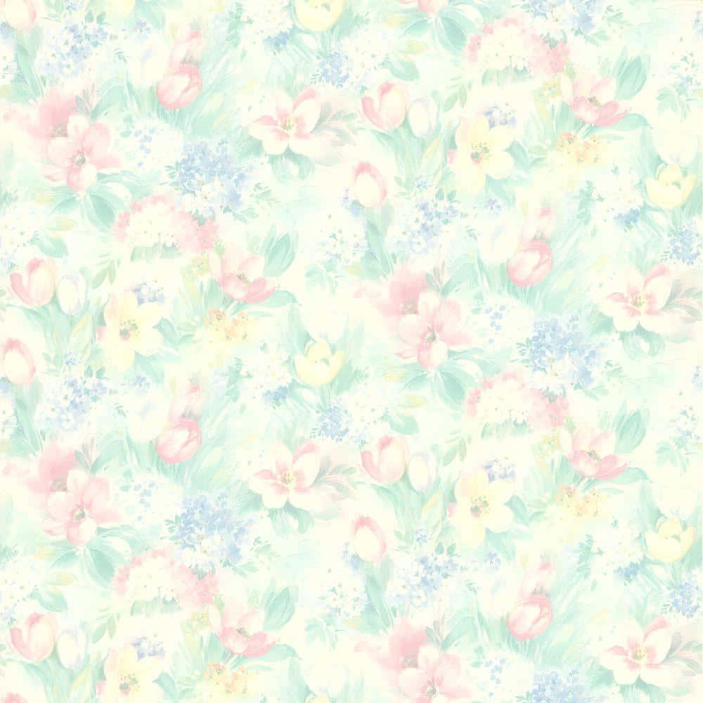 Blompatroon Pastel Agtergrond Muurpapier