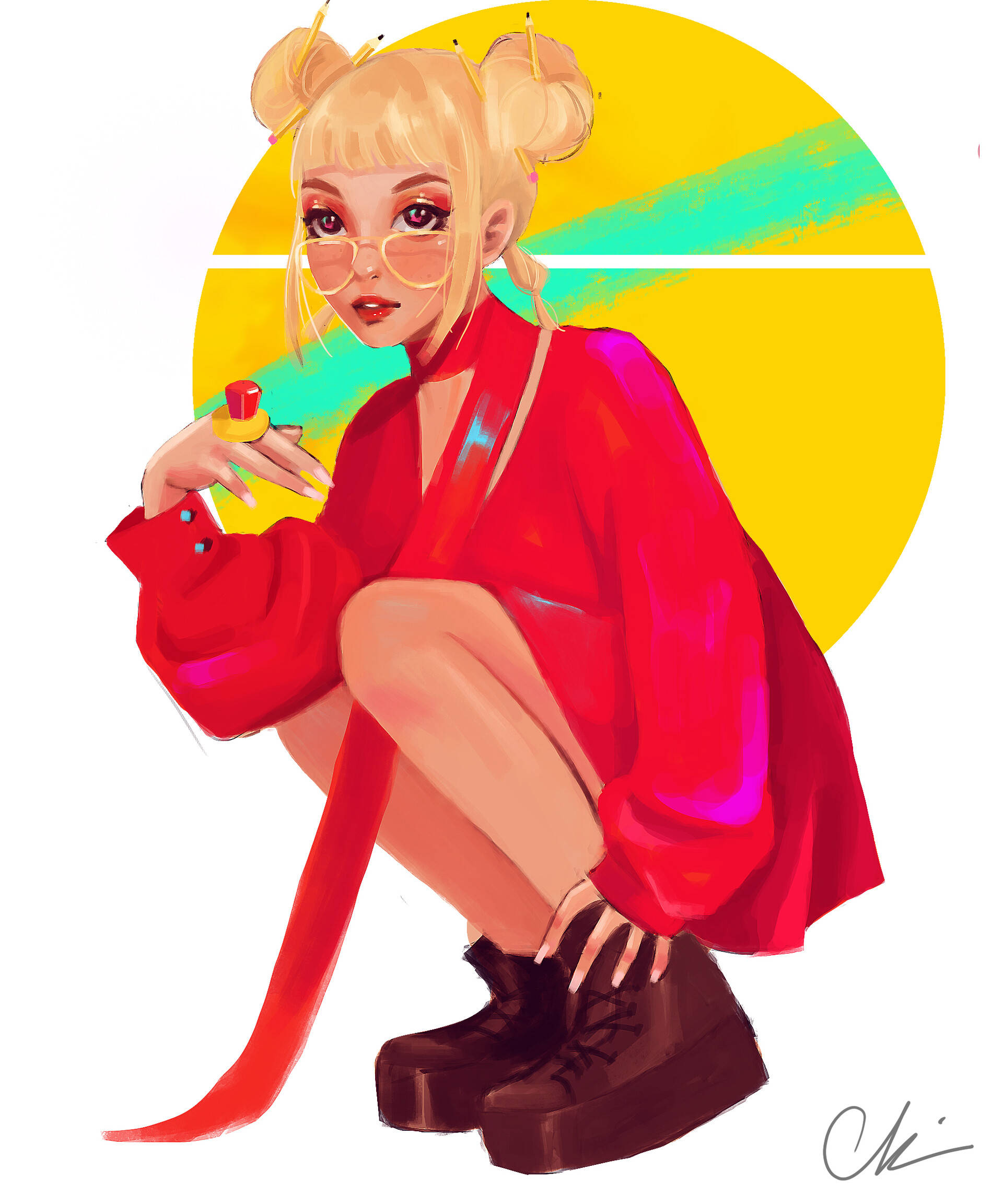 Blonde Doja Cat-aanhanger-kuns Muurpapier