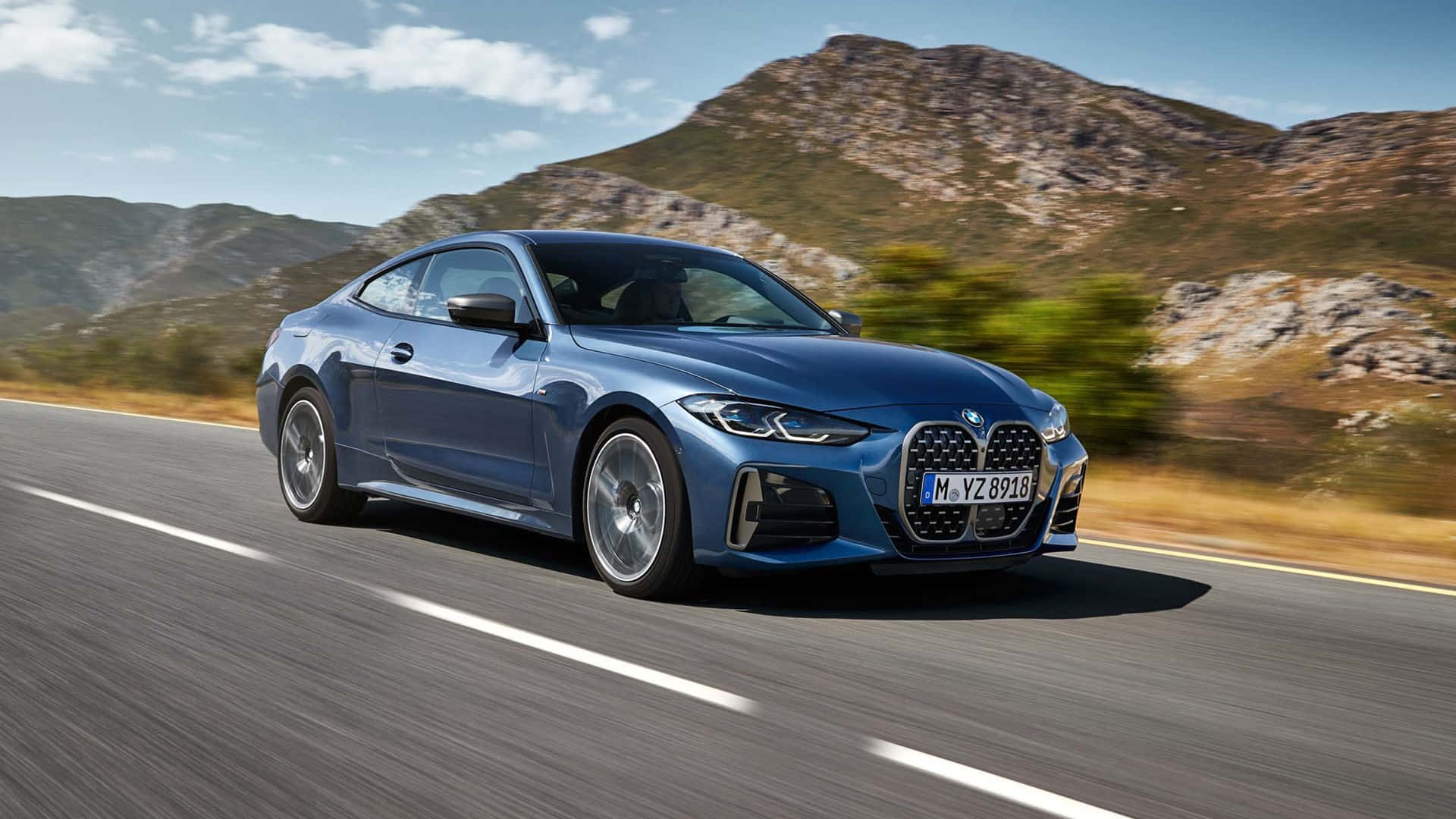 Blou 2021 BMW M4 1920x1080 M-reeks Agtergrond Muurpapier