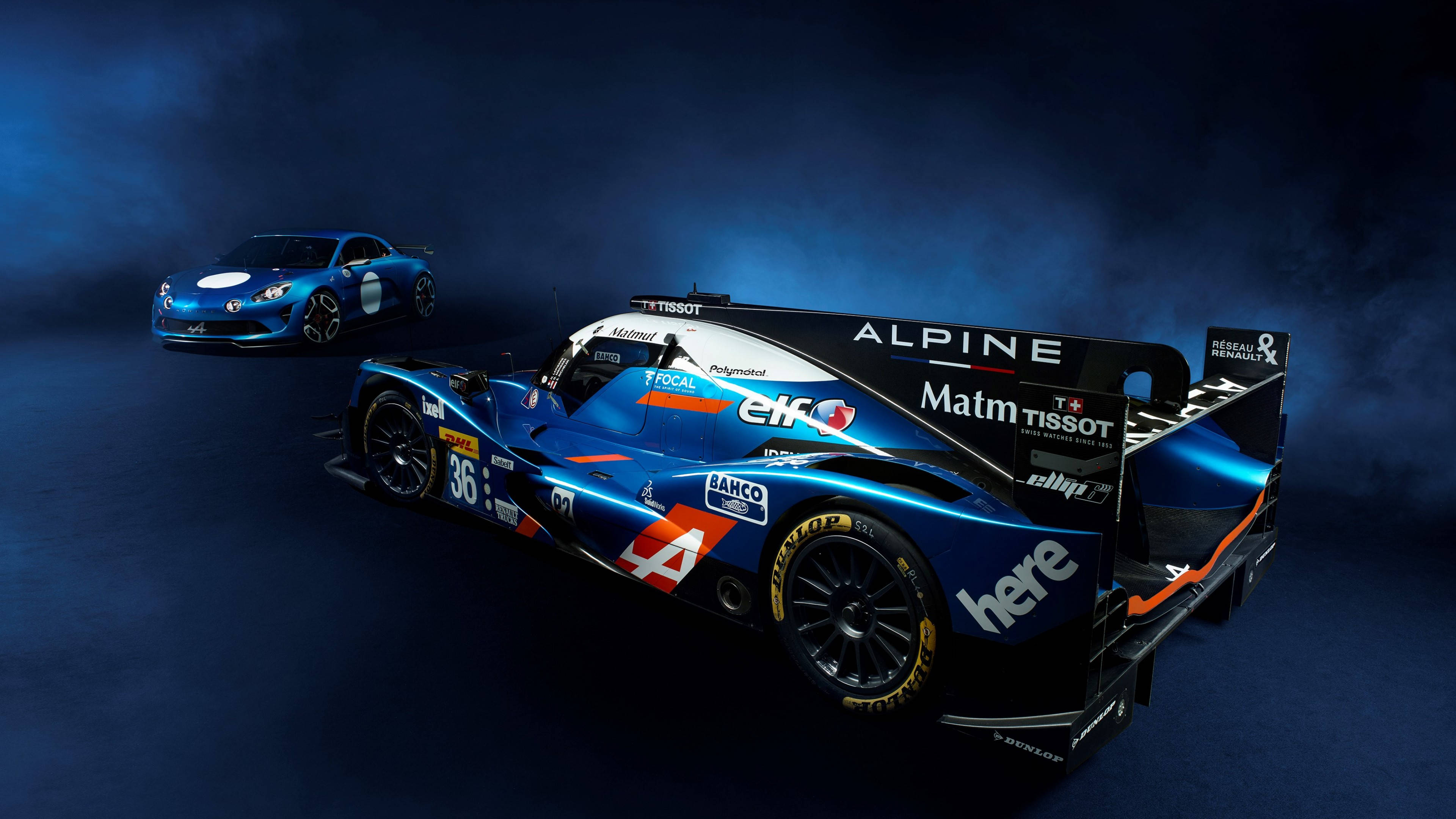 Blou Alpine Motors Muurpapier