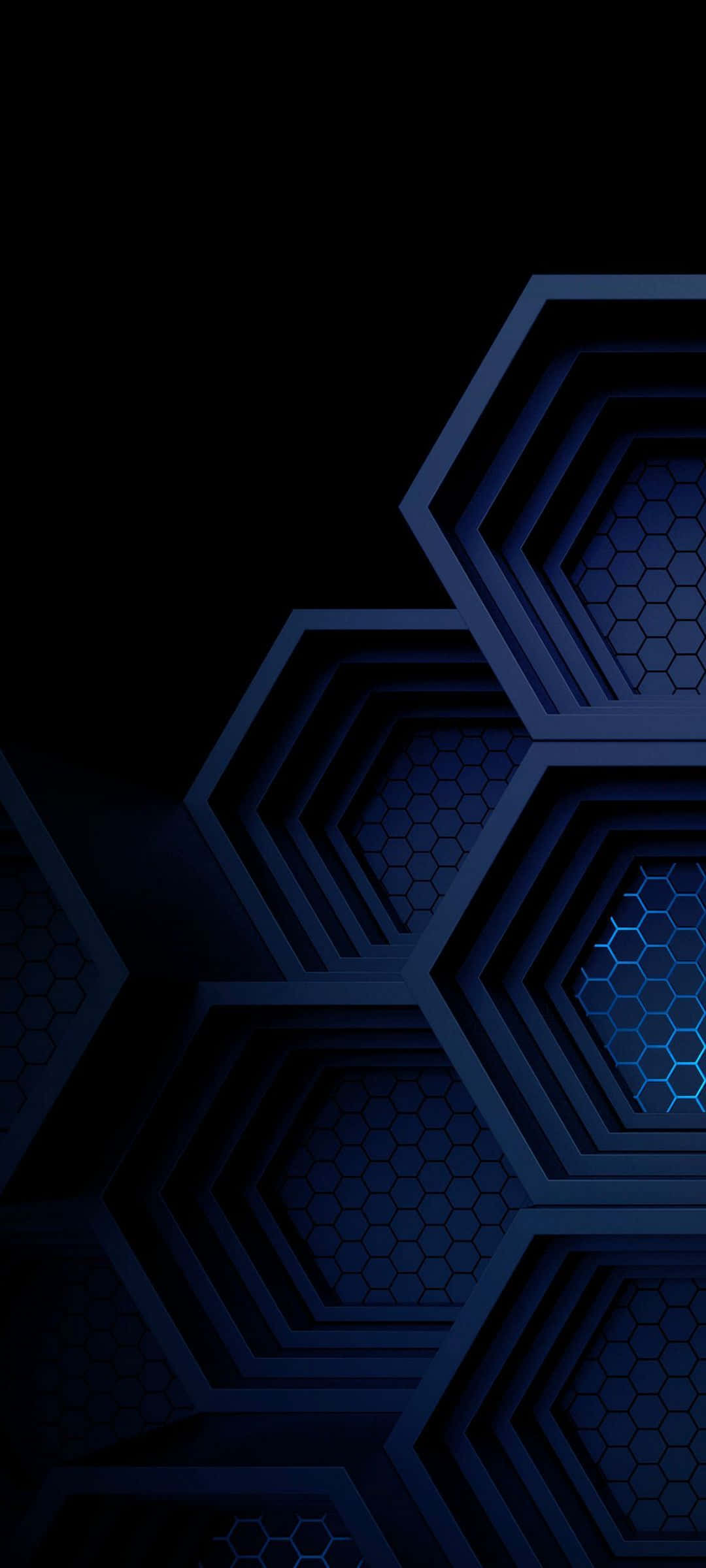 Blou AMOLED Heksagone Muurpapier