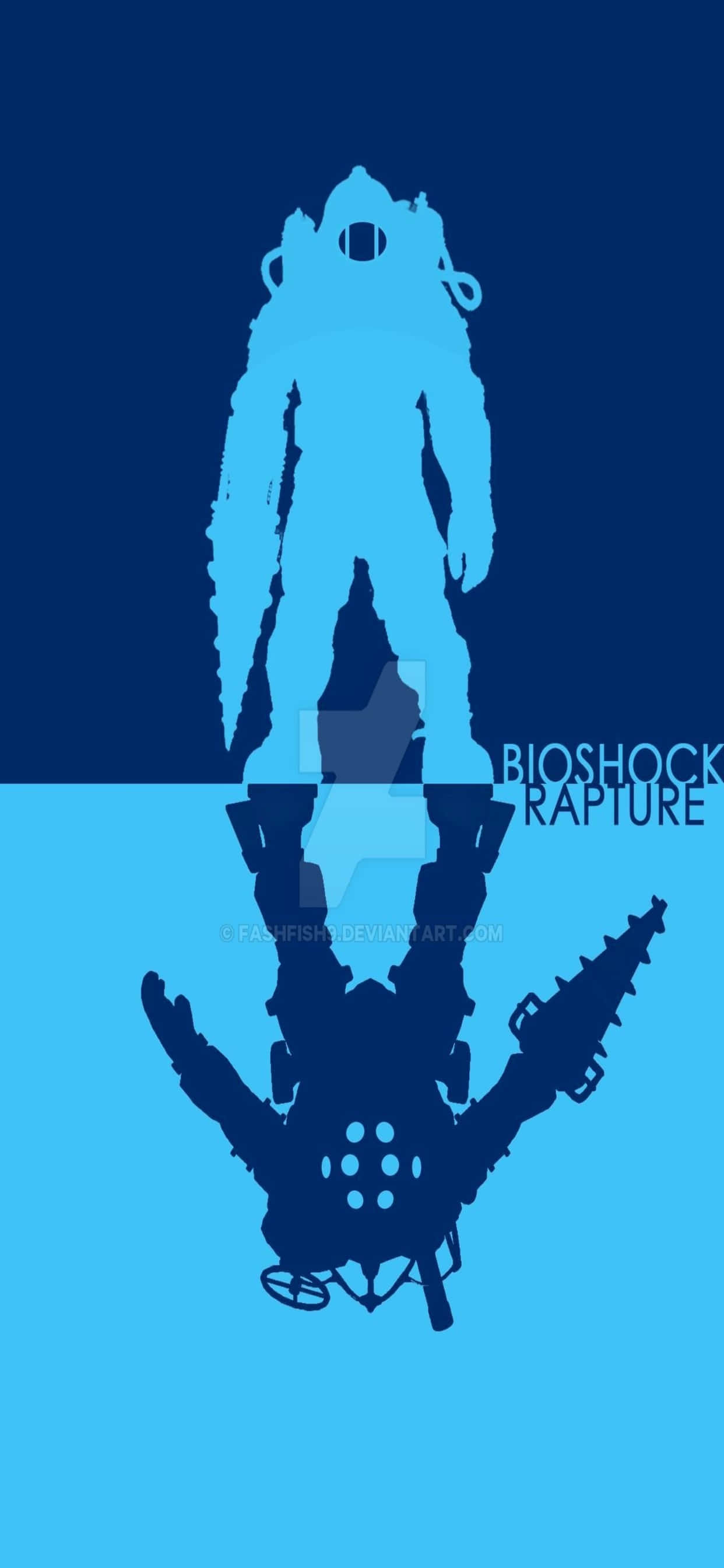 Blou Big Daddy iPhone Xs Max Bioshock Infinite Agtergrond Muurpapier