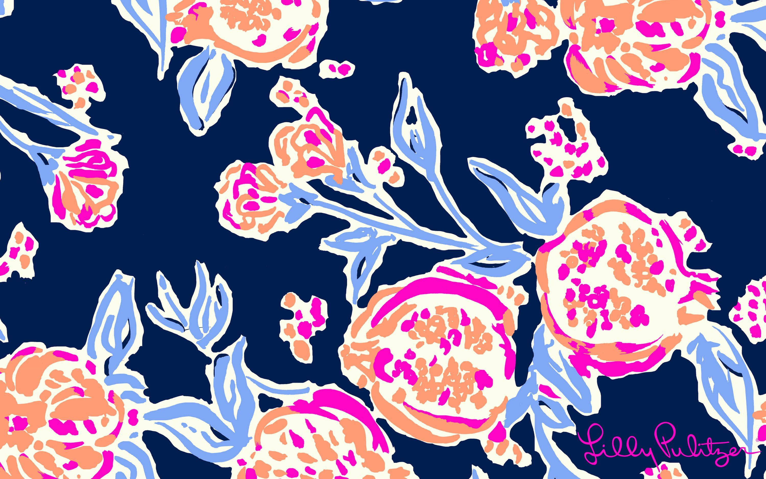 Blou Blomme Lilly Pulitzer Bureaublad Muurpapier
