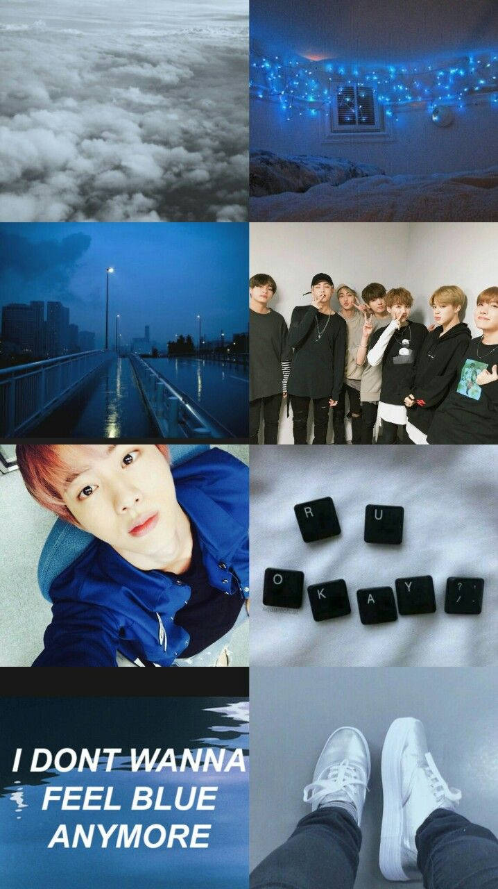 Blou BTS Estetiese Jin Muurpapier