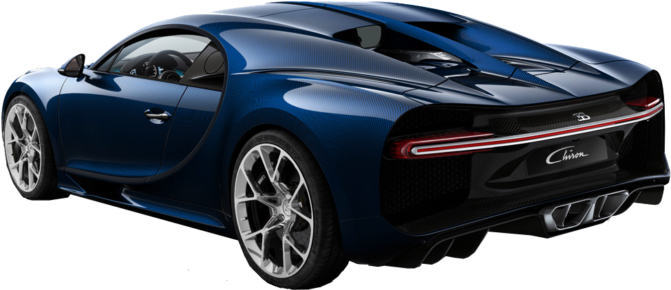 Blou Bugatti Chiron Agteraansig Muurpapier