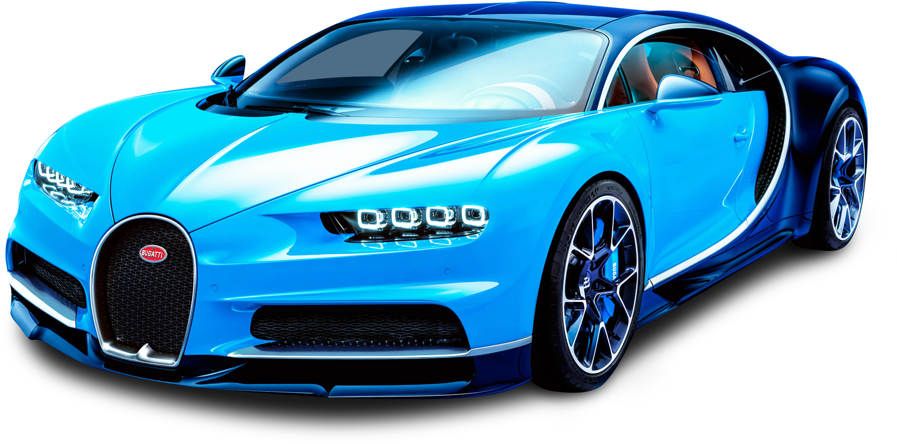 Blou Bugatti Chiron Sy-aansig Muurpapier
