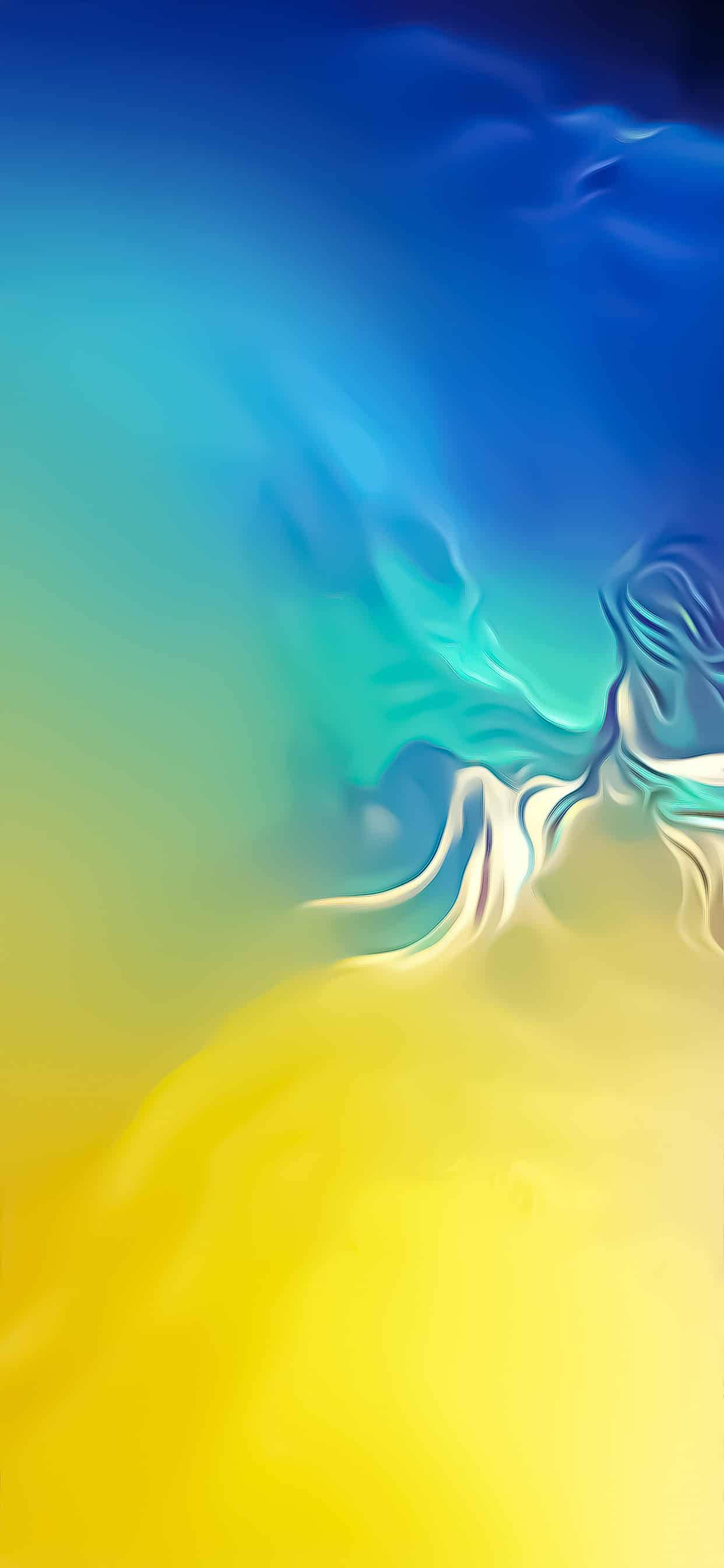Blou en Geel Galaxy S10 Muurpapier