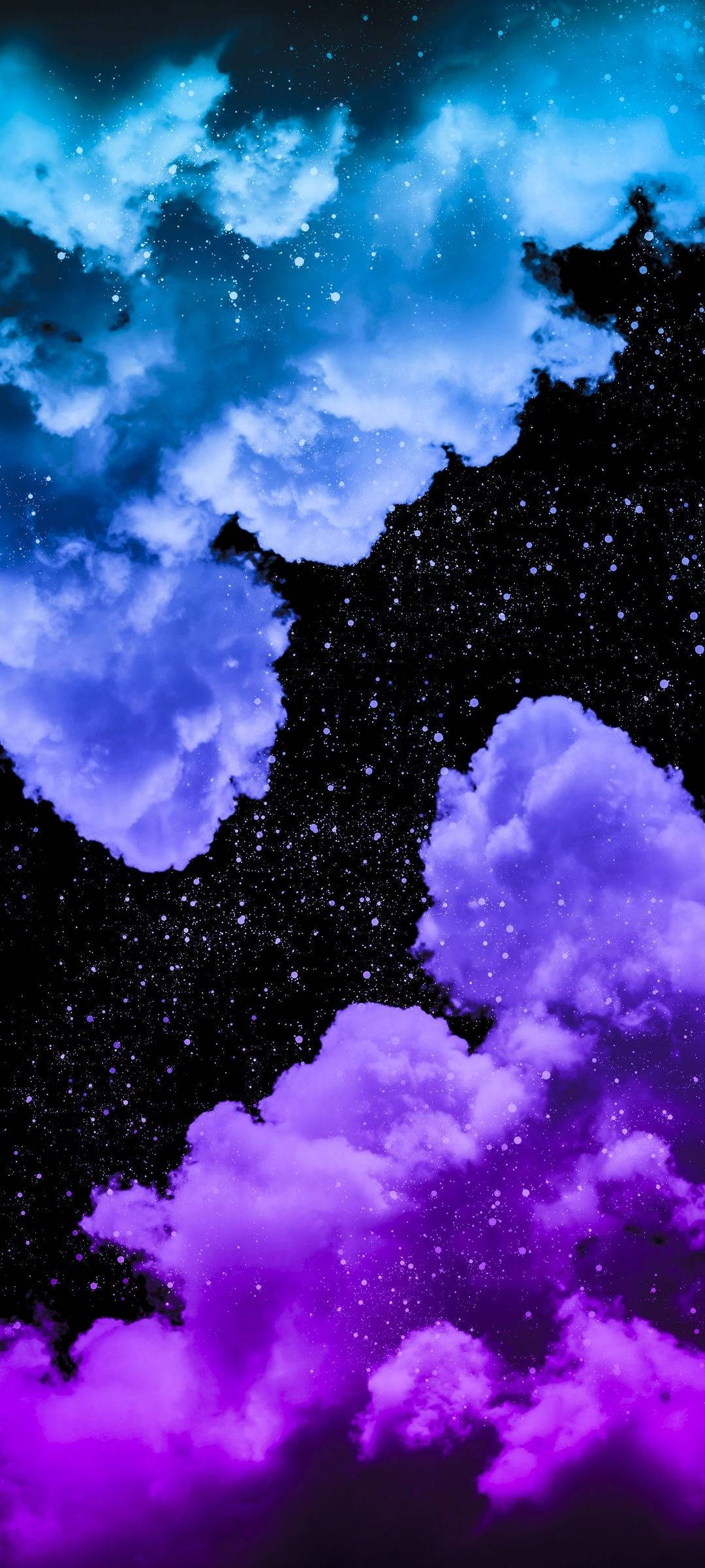 Blou en Pers Wolke Foon Muurpapier