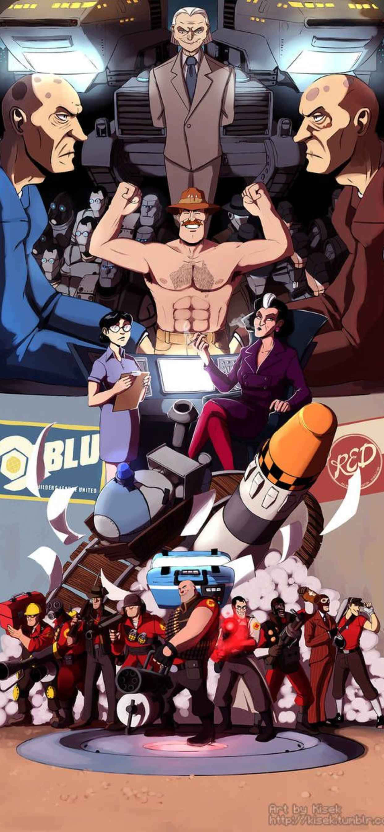 Blou En Rooi iPhone Xs Max Team Fortress 2 Agtergrond Muurpapier