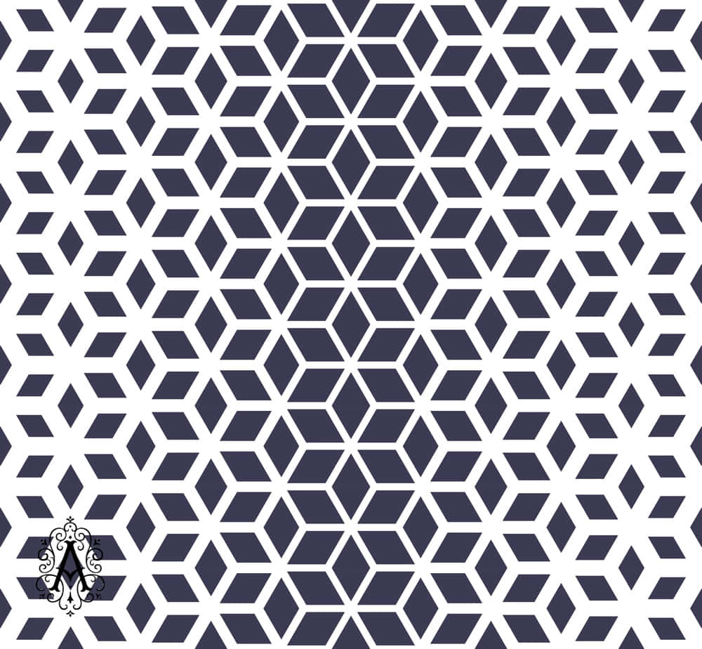 Blou en Wit Geometriese Patroon Prent Muurpapier