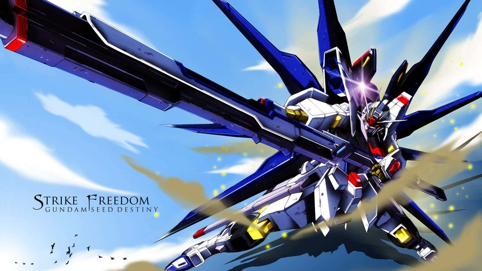 Blou en Wit Gundam Lessenaar Muurpapier