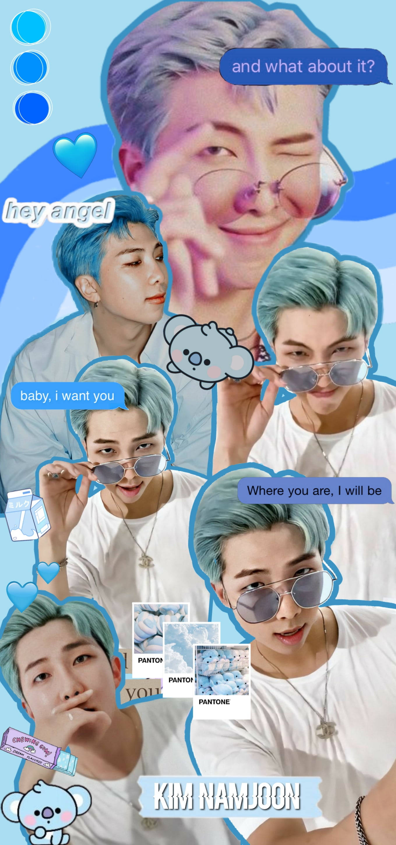 Blou Estetiese BTS RM Oulik Muurpapier