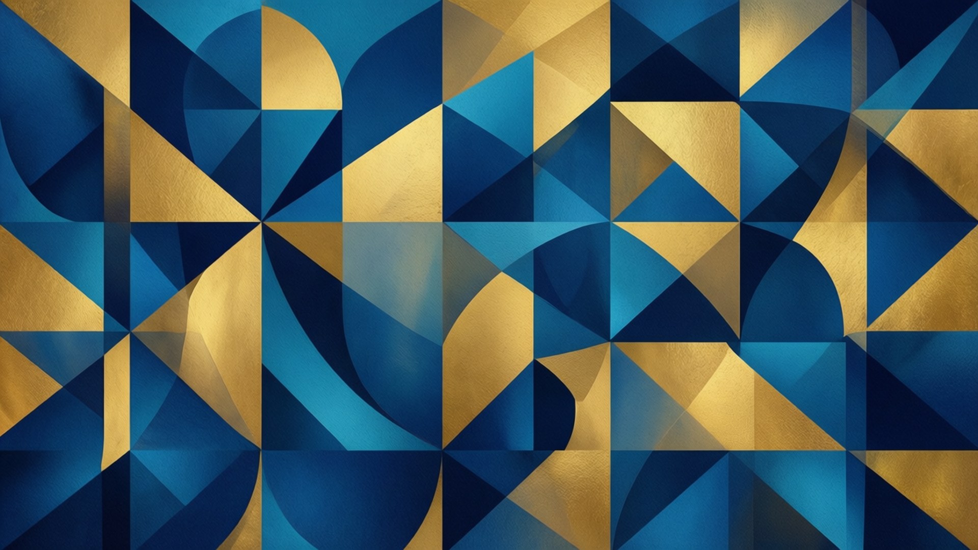 Blou Goud Meetkunde Muurpapier