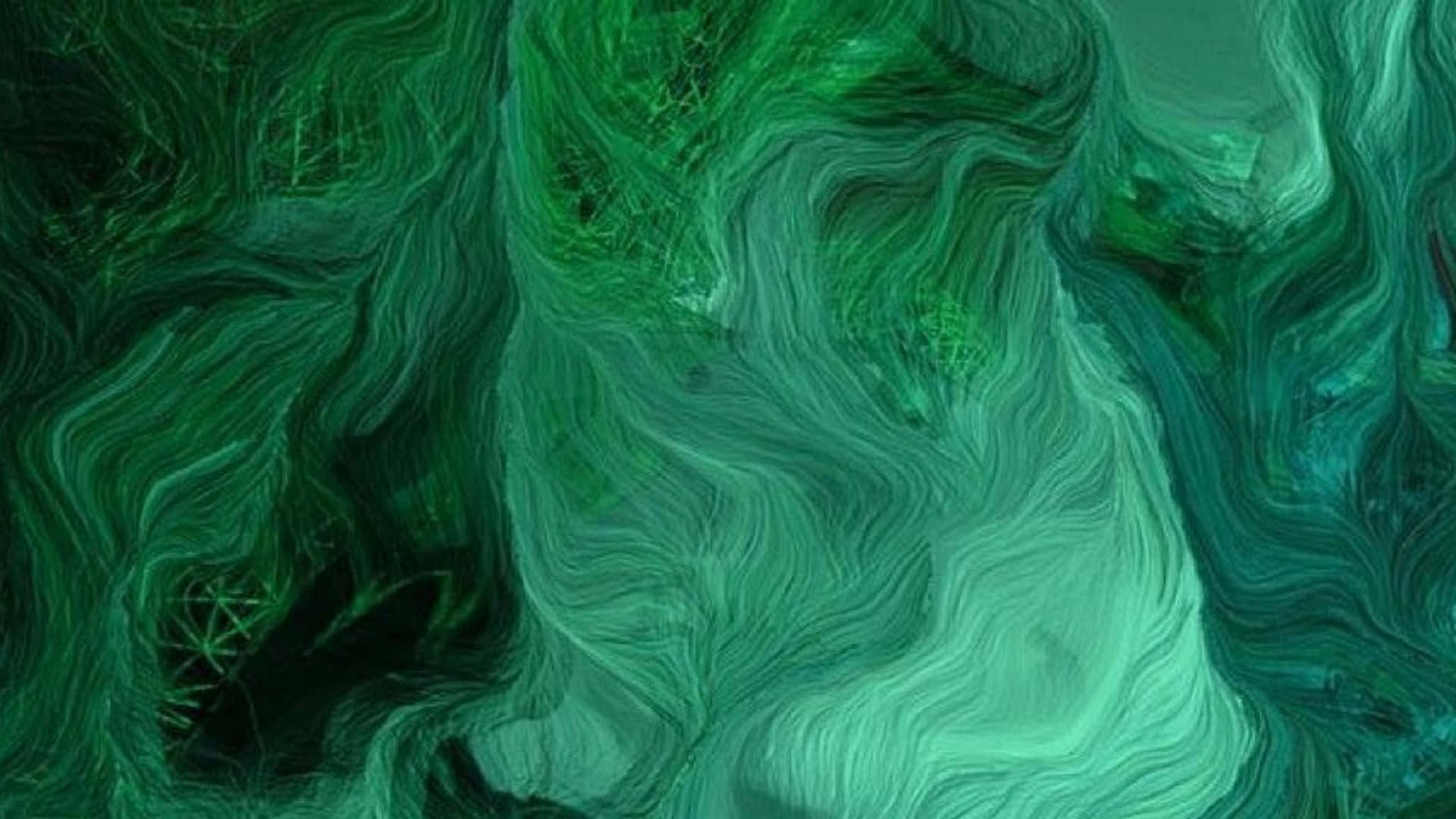 Blou Groen Estetiese Smeltende Verf Effek Muurpapier