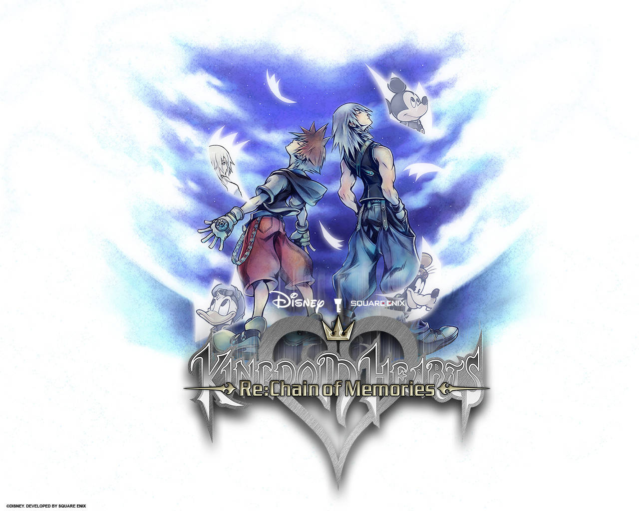 Blou Horison met Kingdom Heart-logo Muurpapier