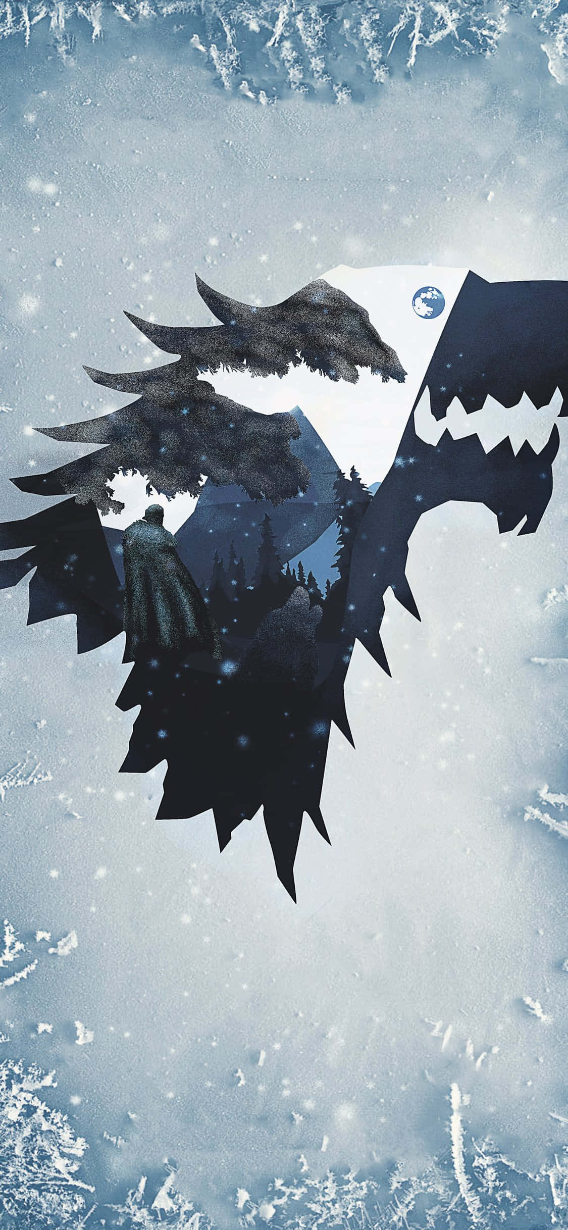 Blou Huis Stark Wolf Foon Muurpapier