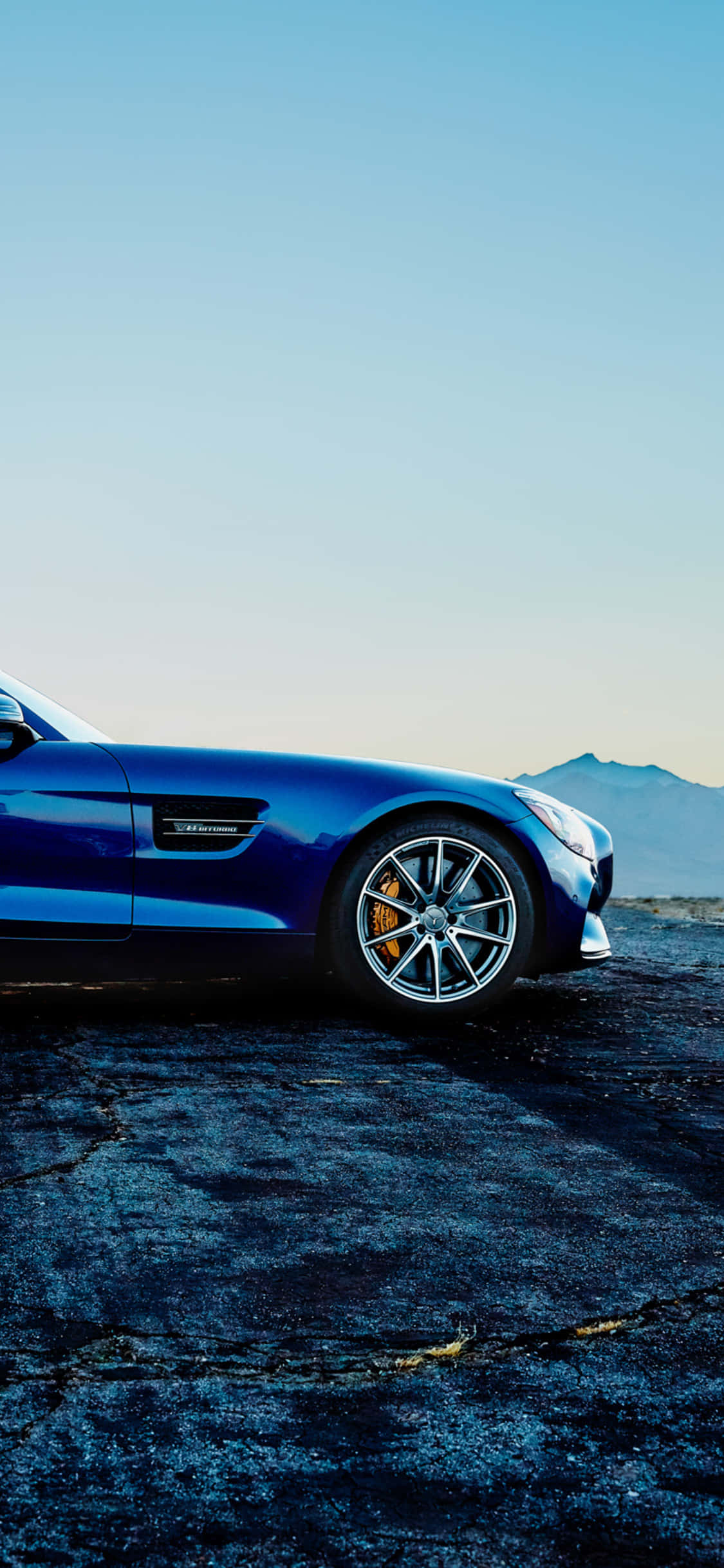 Blou iPhone Xs Mercedes AMG Agtergrond Muurpapier