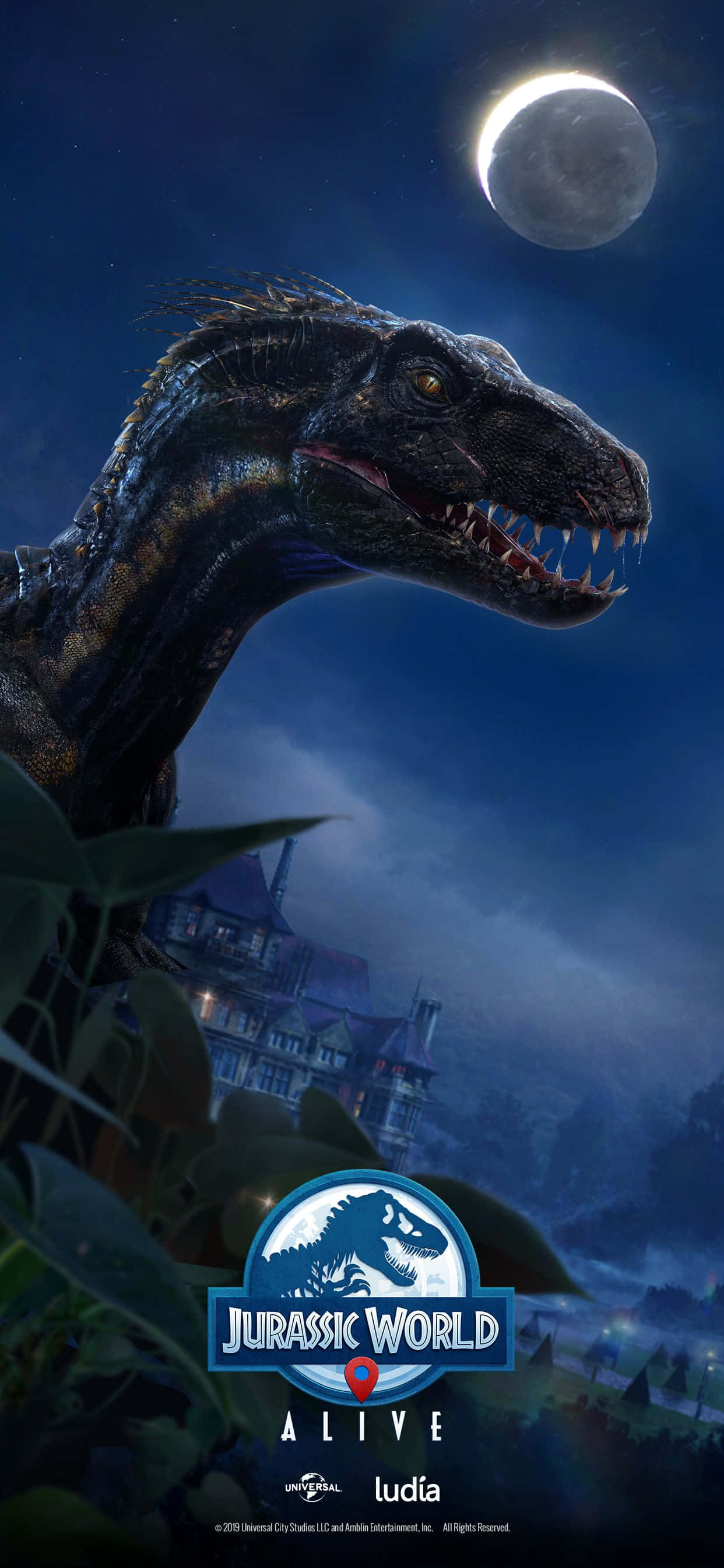Blou Jurassic World Nag Muurpapier