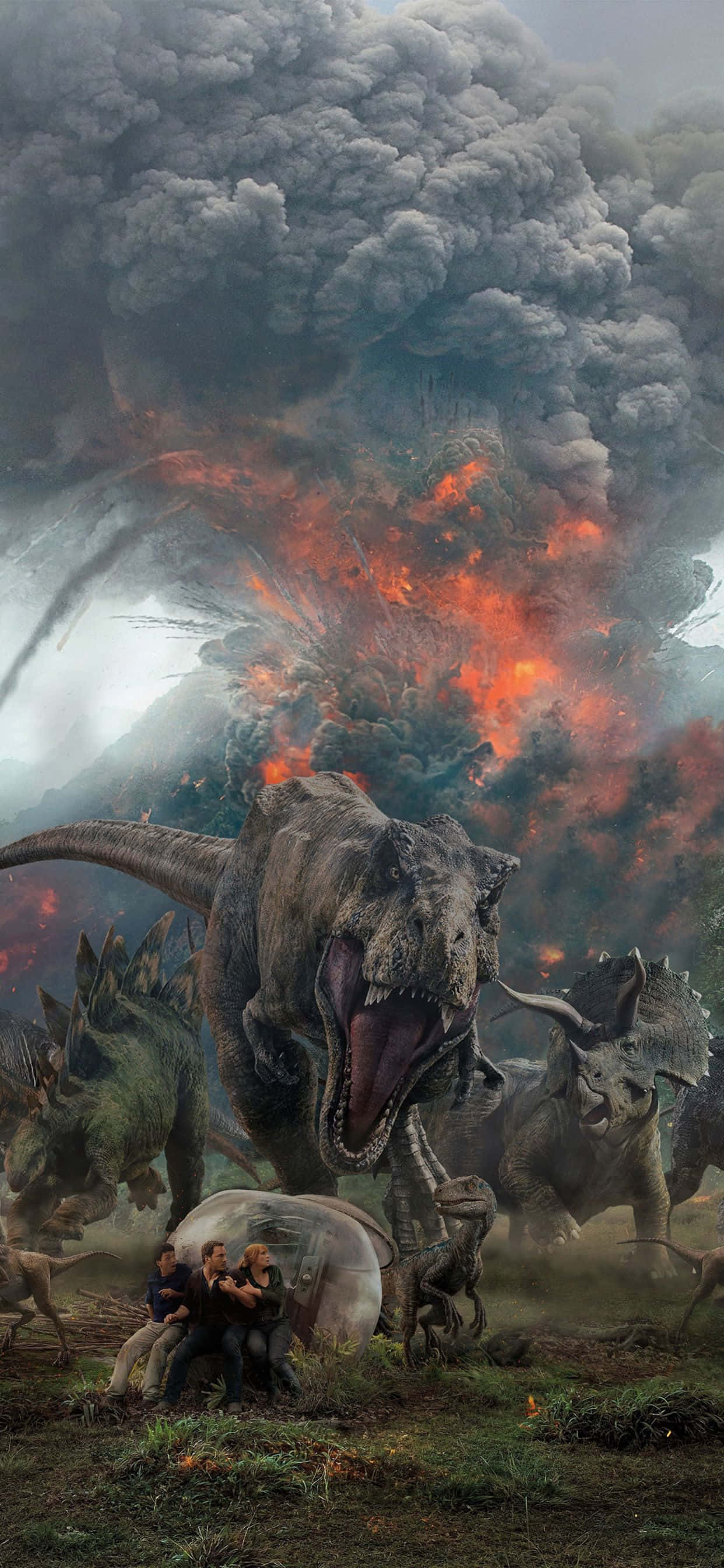 Blou Jurassic World Ontploffing Muurpapier
