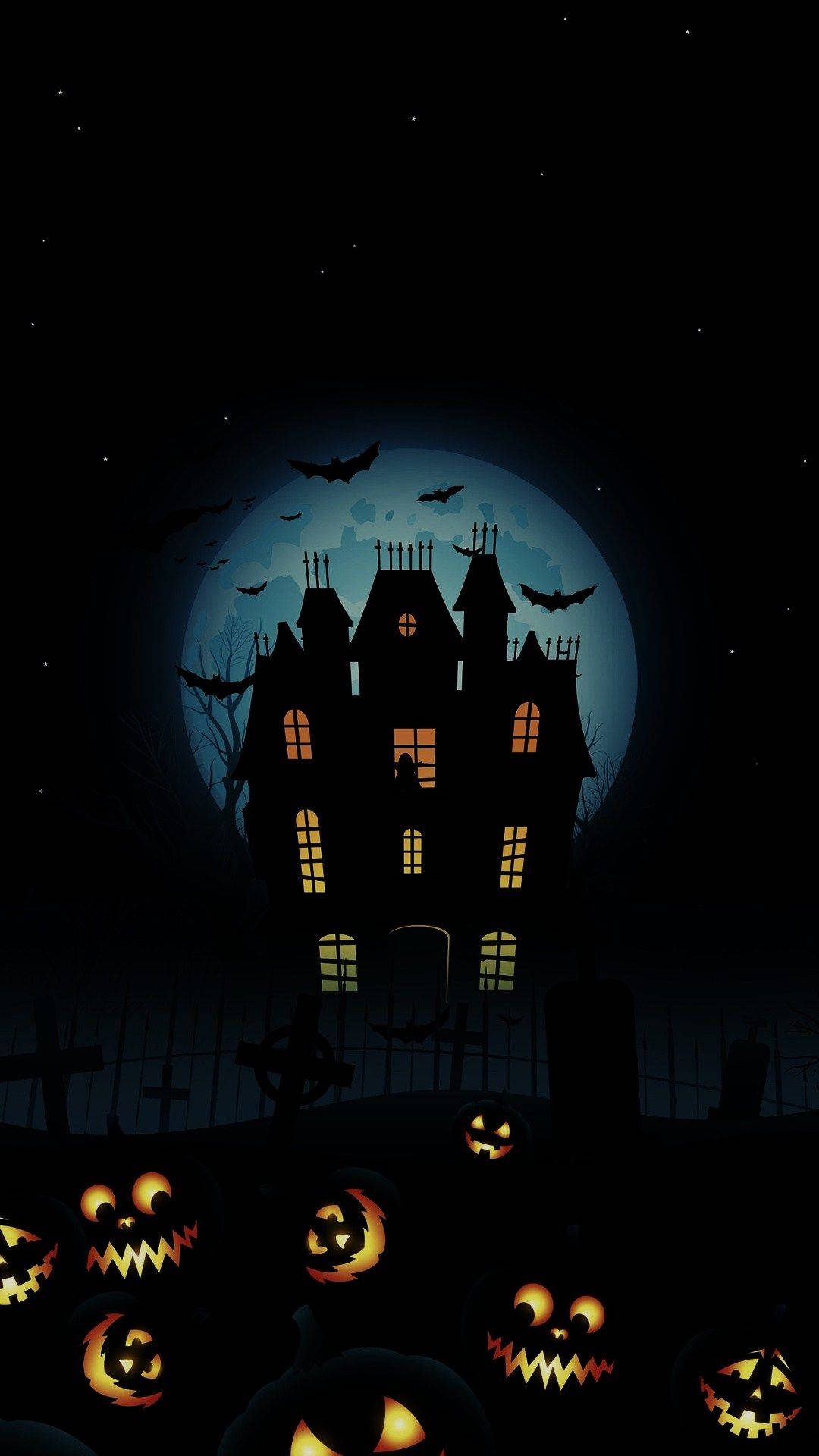 Blou Maan Halloween iPhone Muurpapier