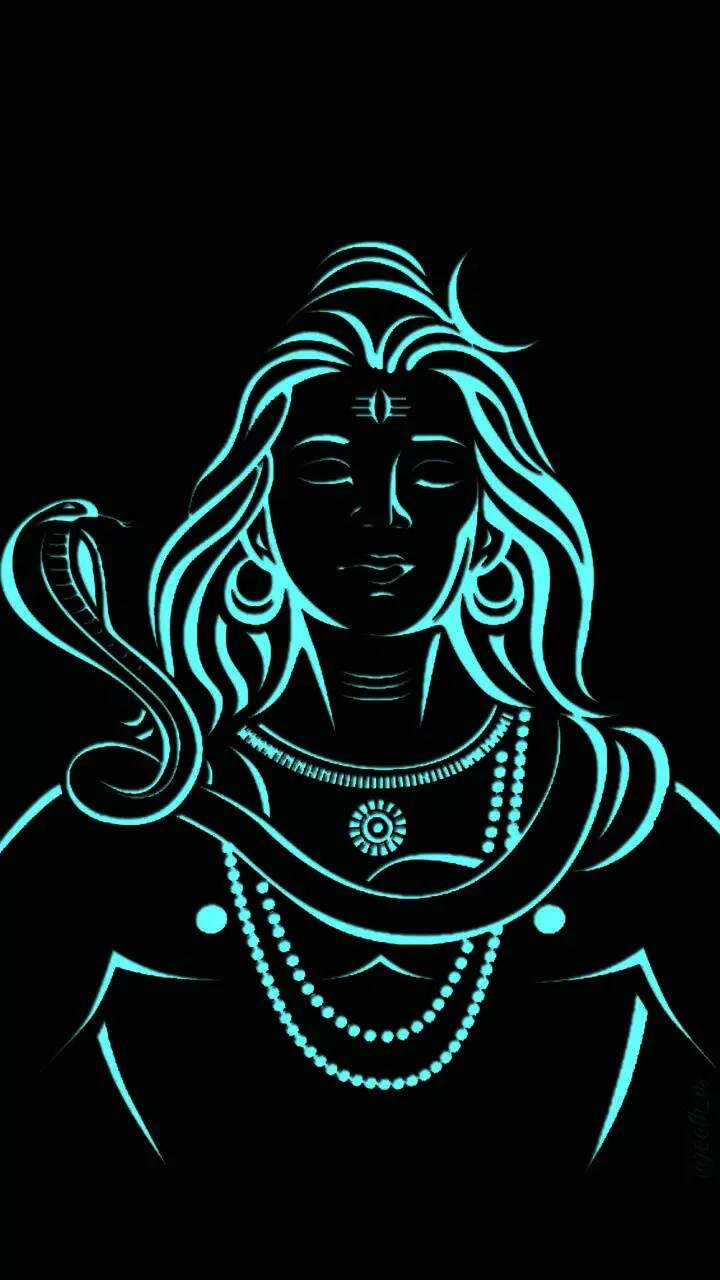 Blou Mahadev Rudra Avatar Omtrek Muurpapier