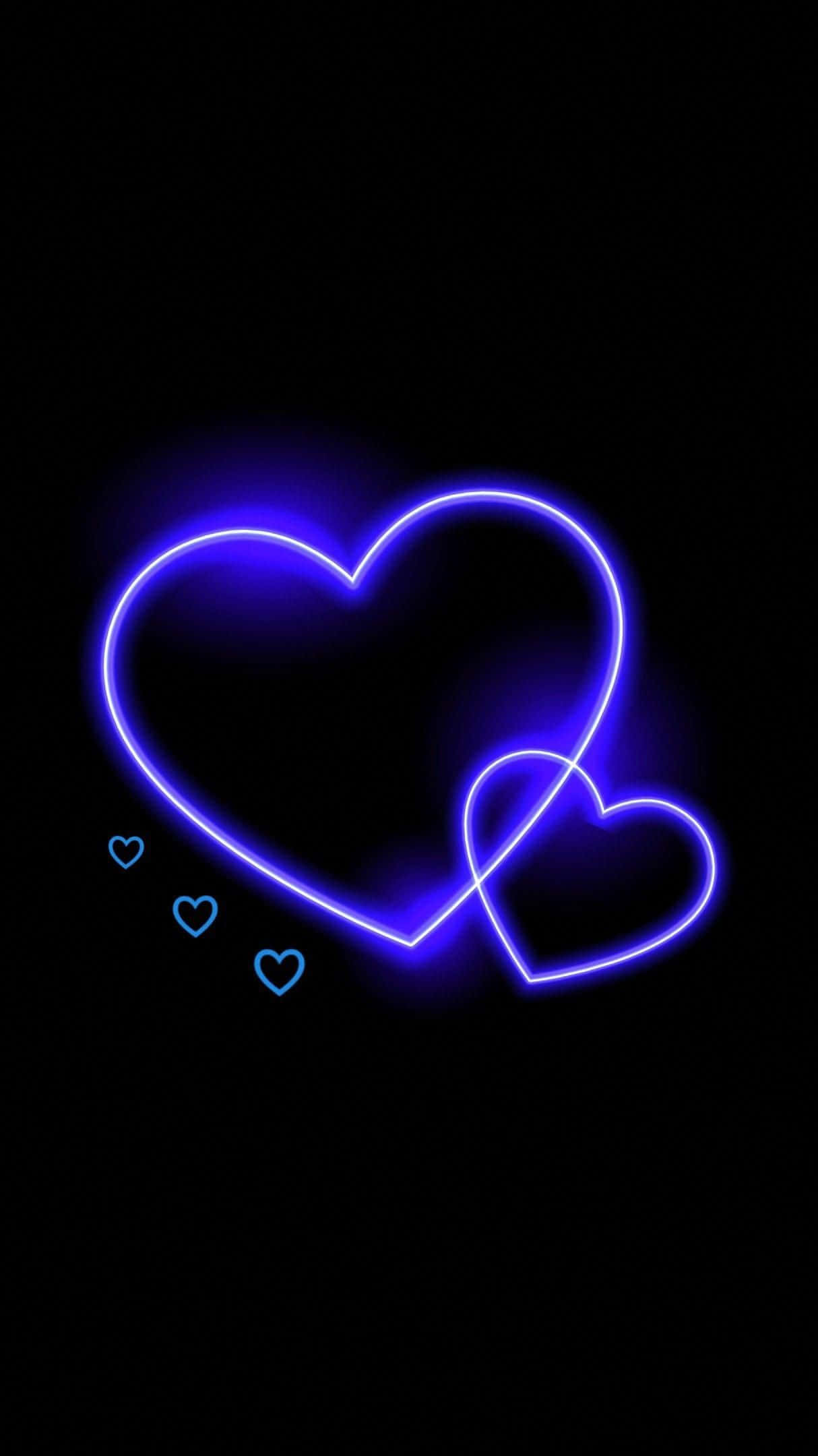 Blou Neon Harte Digitale Kuns Muurpapier