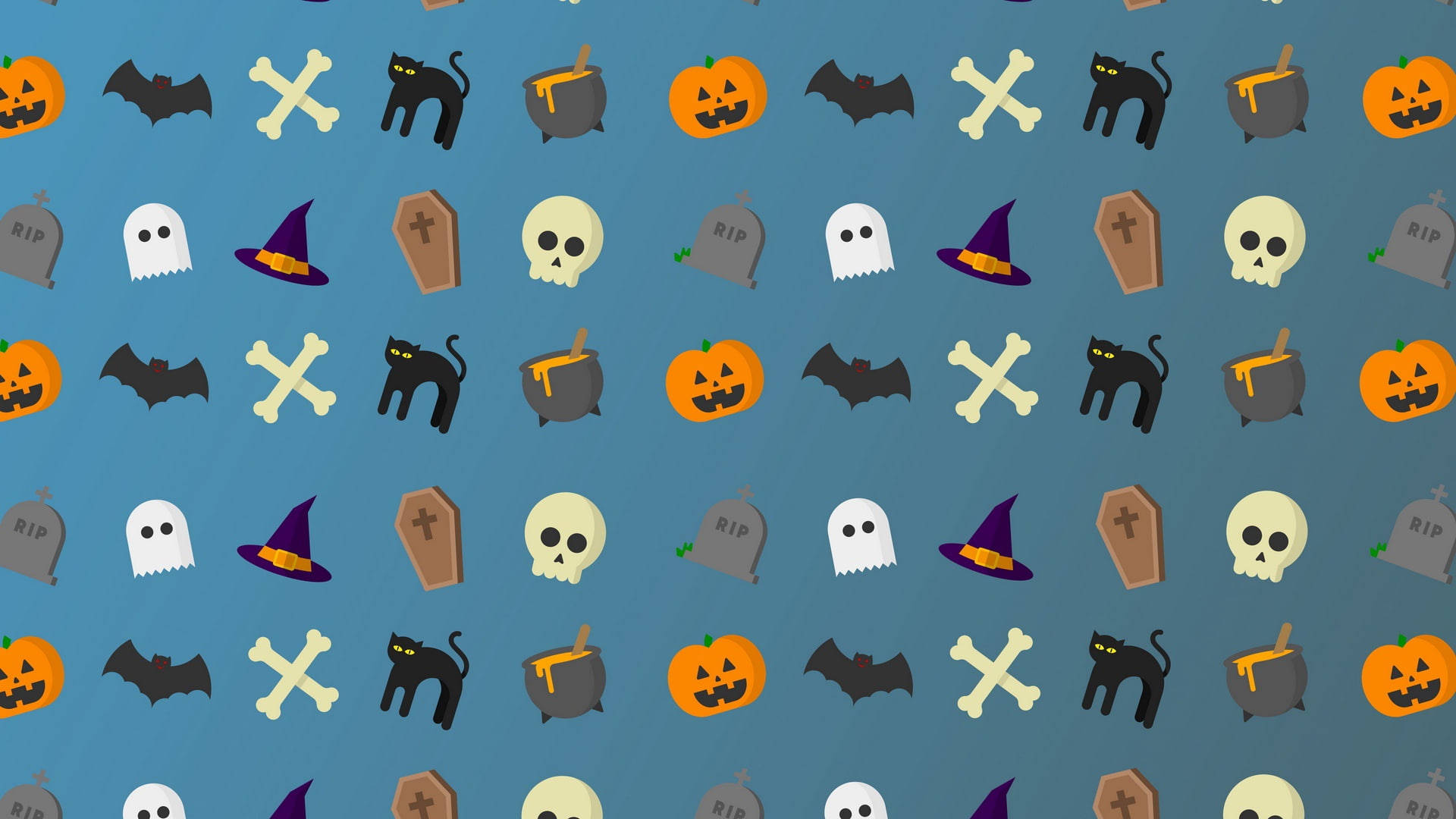 Blou Oulike Estetiese Halloween Grusige Ikonen Muurpapier