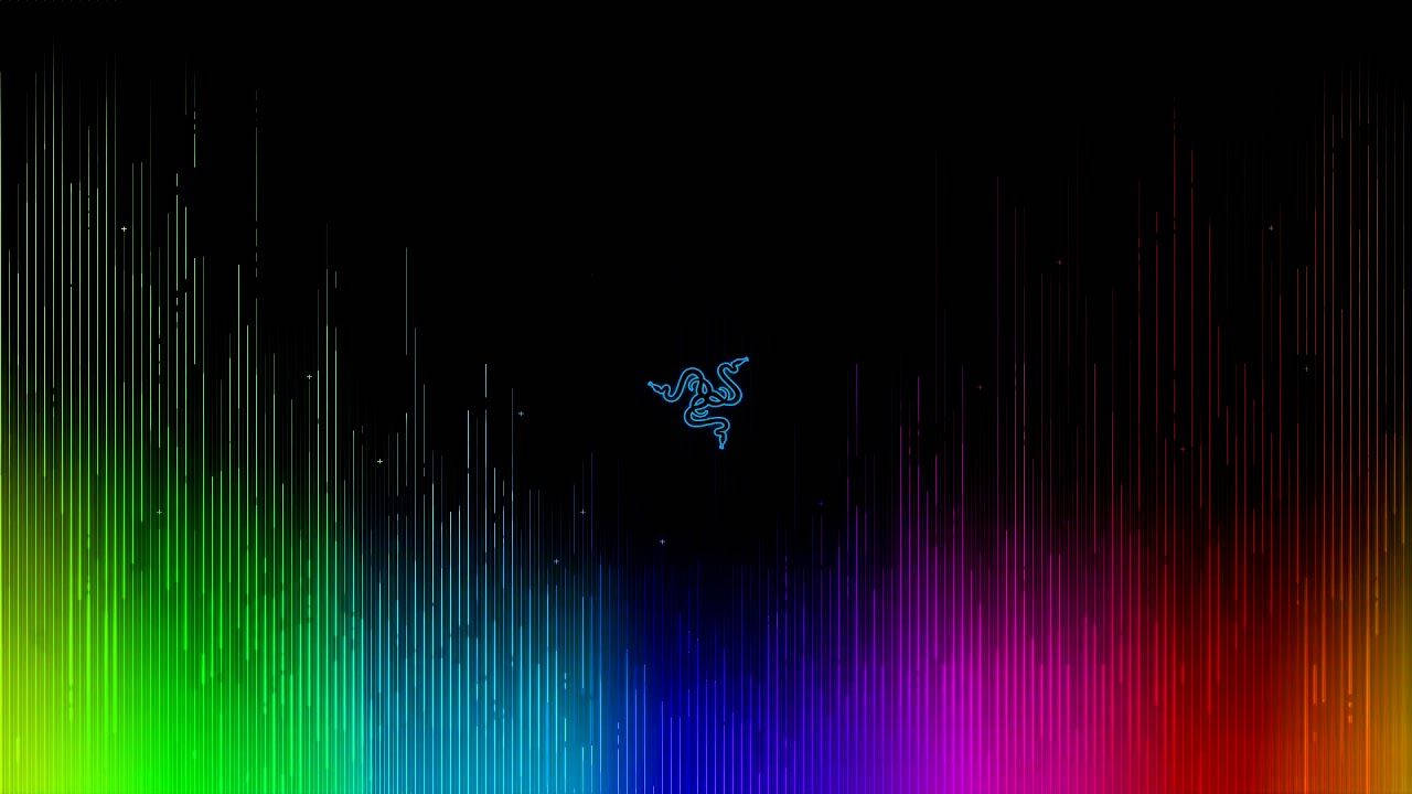 Blou Razer-logo RGB 4K Muurpapier