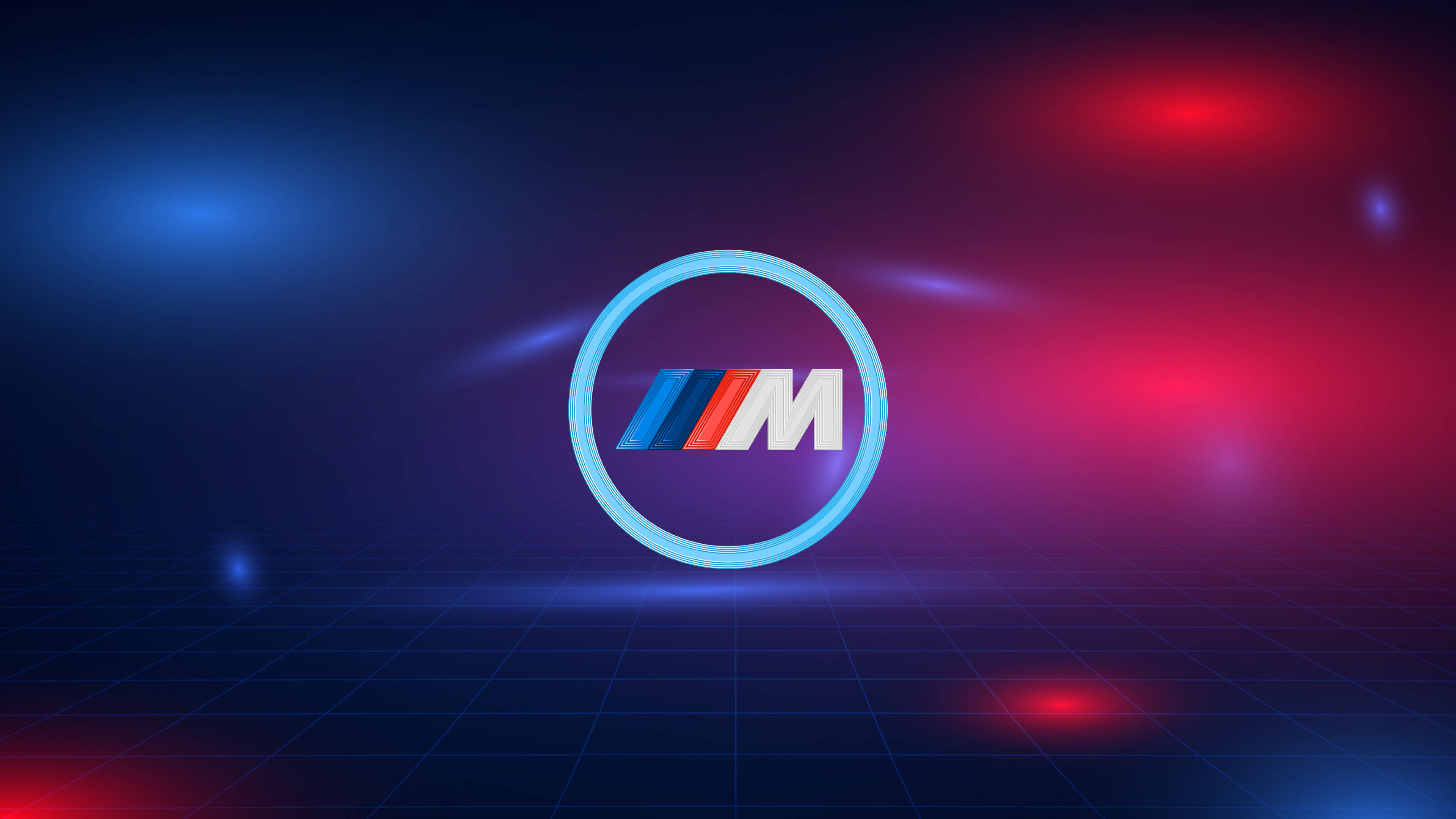 Blou Rooi Ligte BMW M-logo Muurpapier