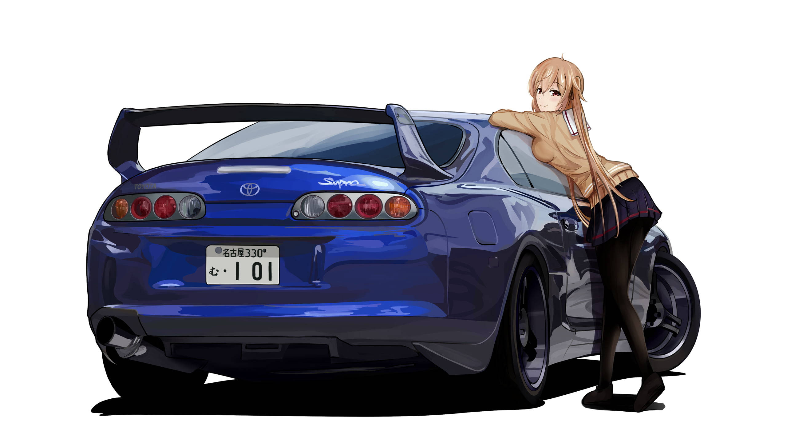 Blou Toyota Supra Anime-motor Muurpapier