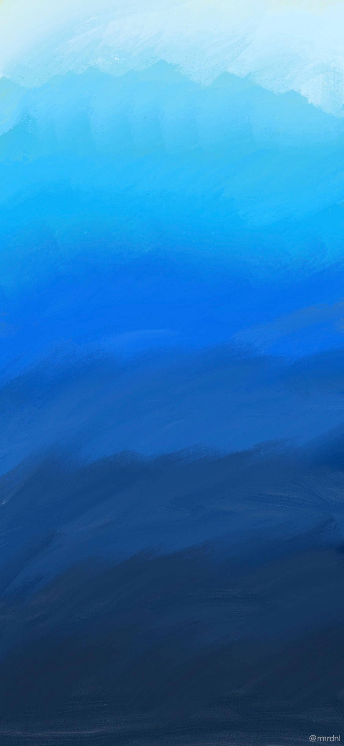 Blou Verfskakerings Minimalistiese Android Muurpapier
